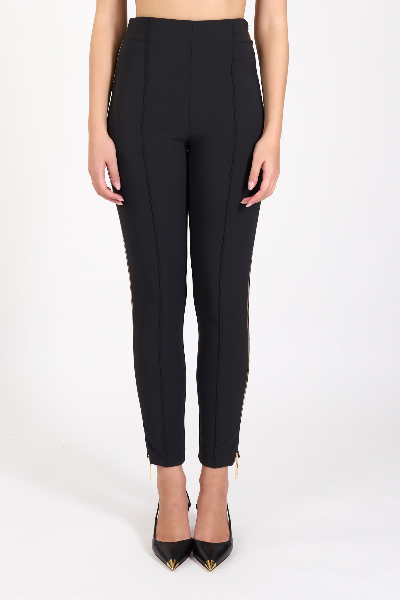 pantaloni dritti in crepe stretch