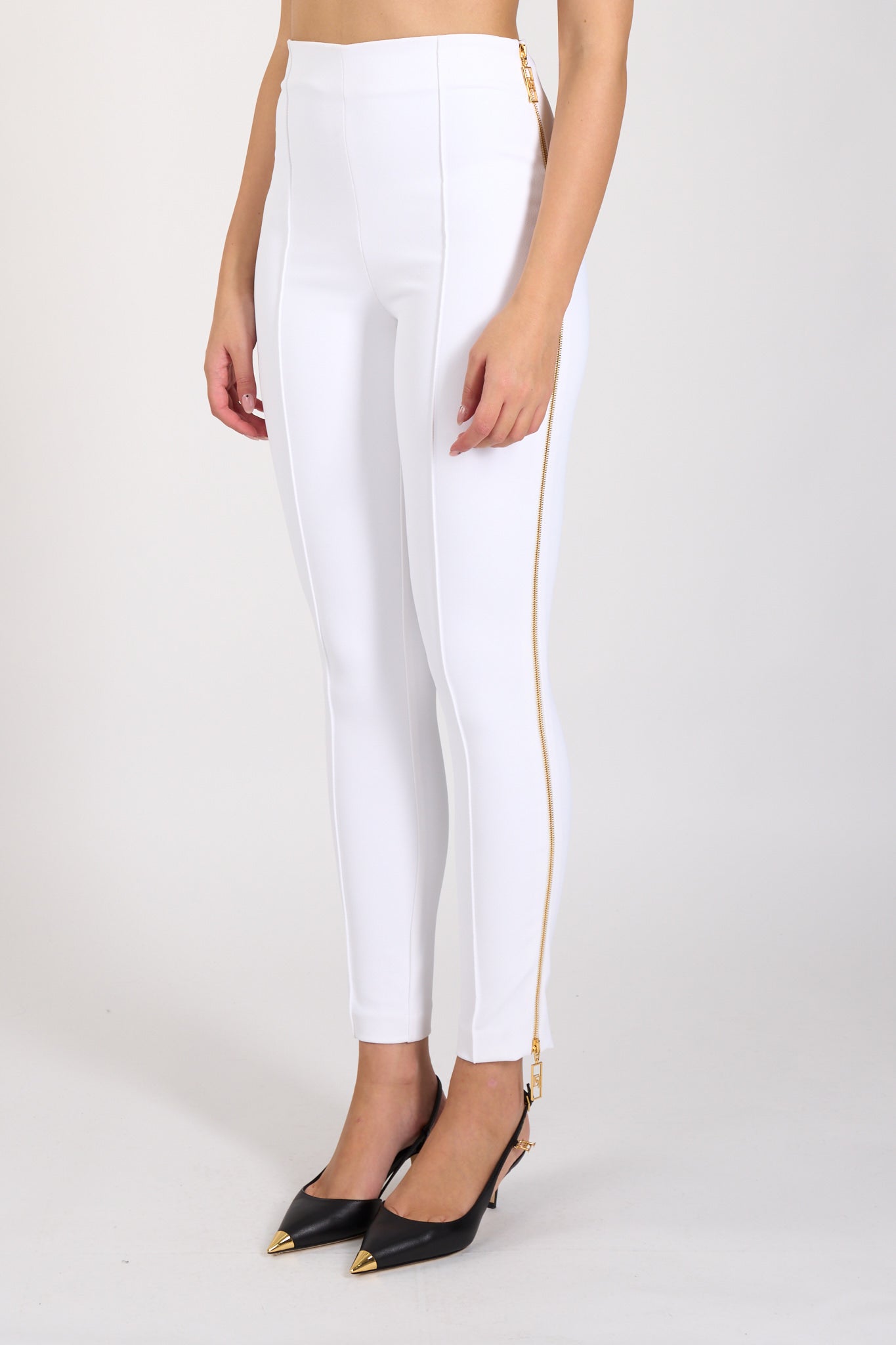 pantaloni dritti in crepe stretch