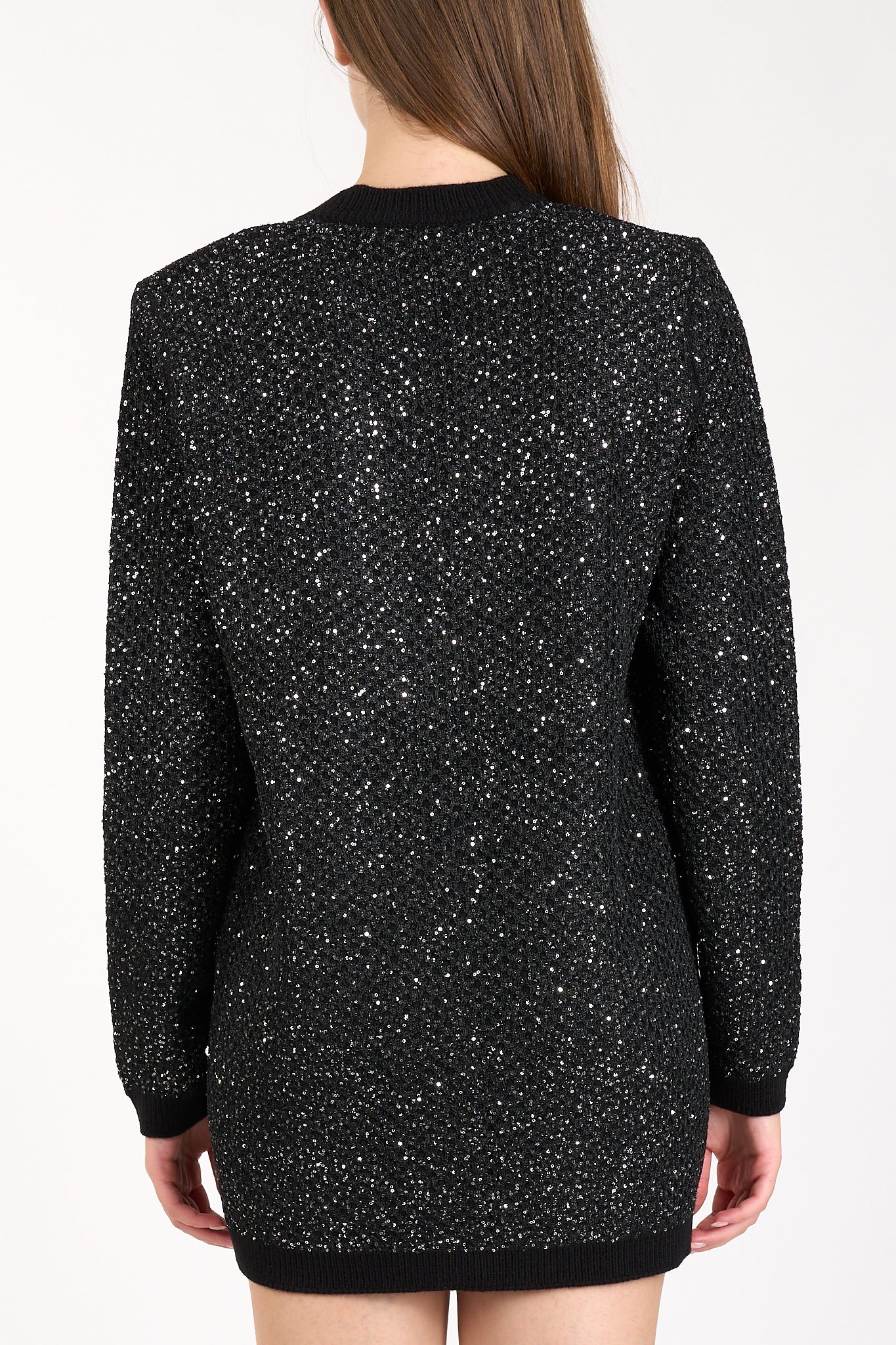 cardigan in lana con filo paillettes