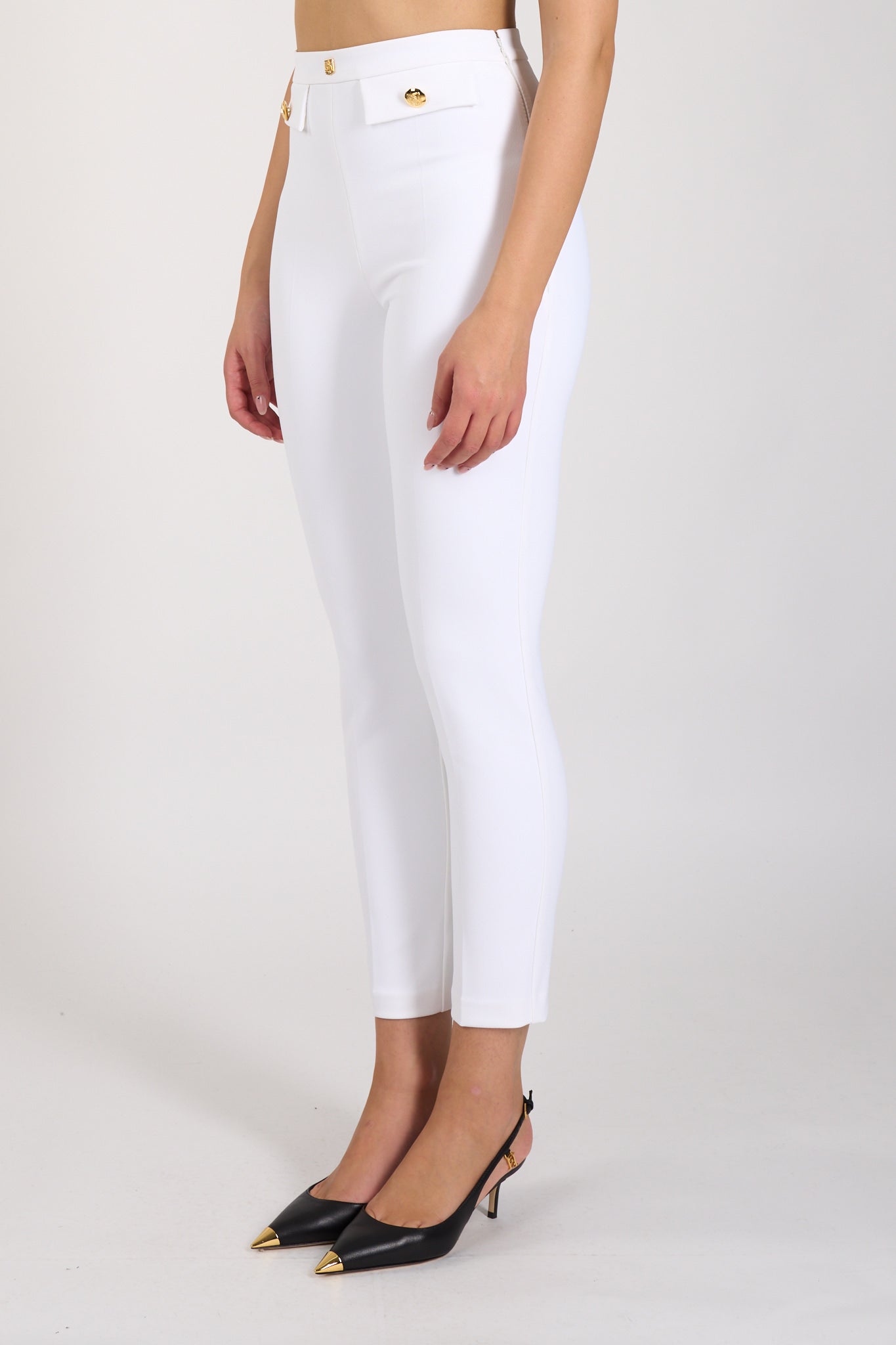 pantaloni dritti in crepe stretch