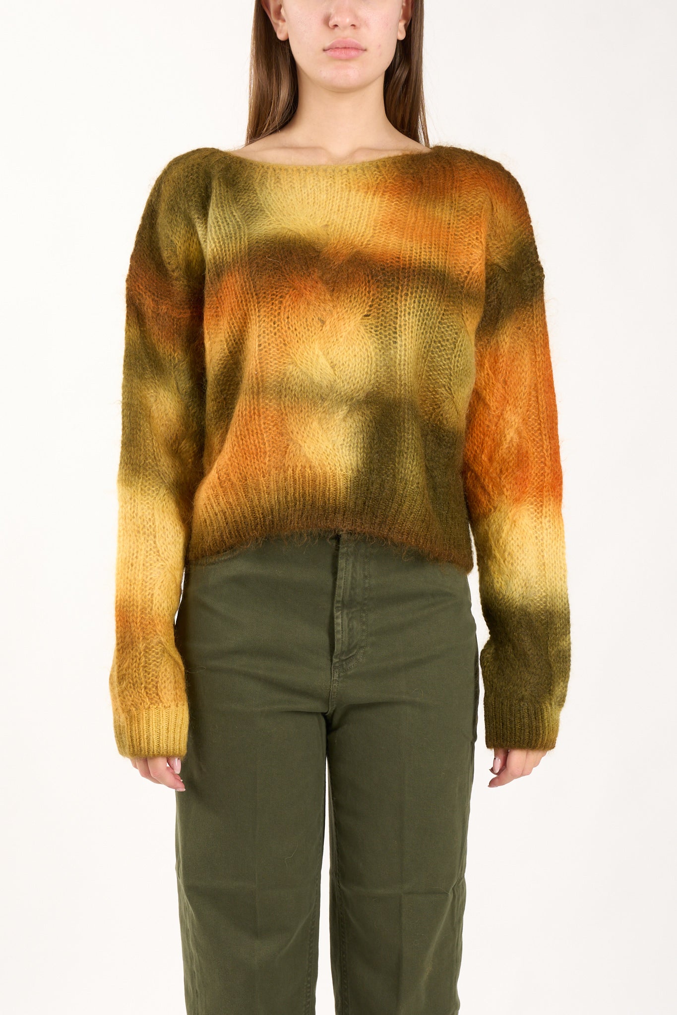 maglia girocollo cropped in mohair