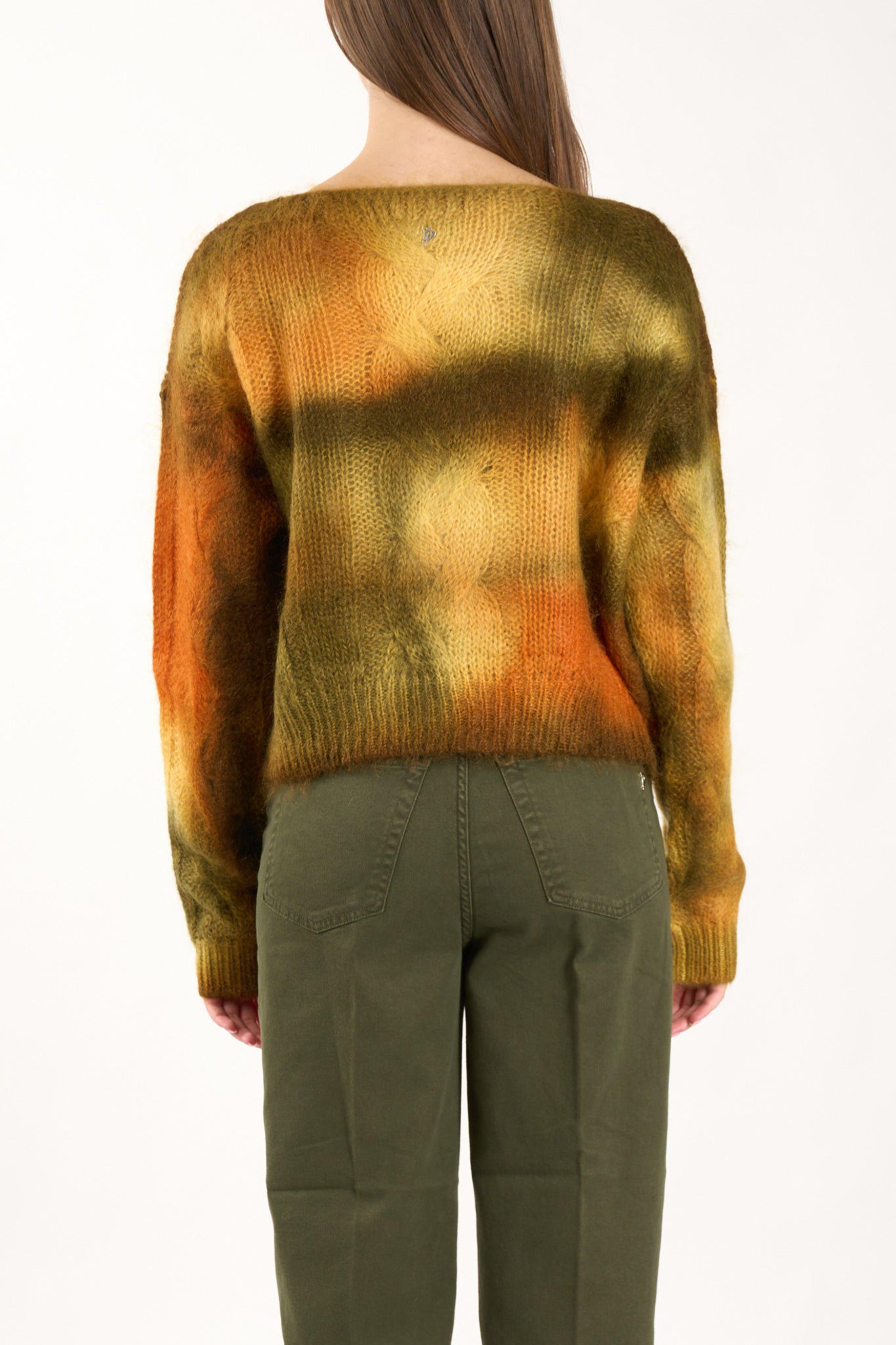 maglia girocollo cropped in mohair