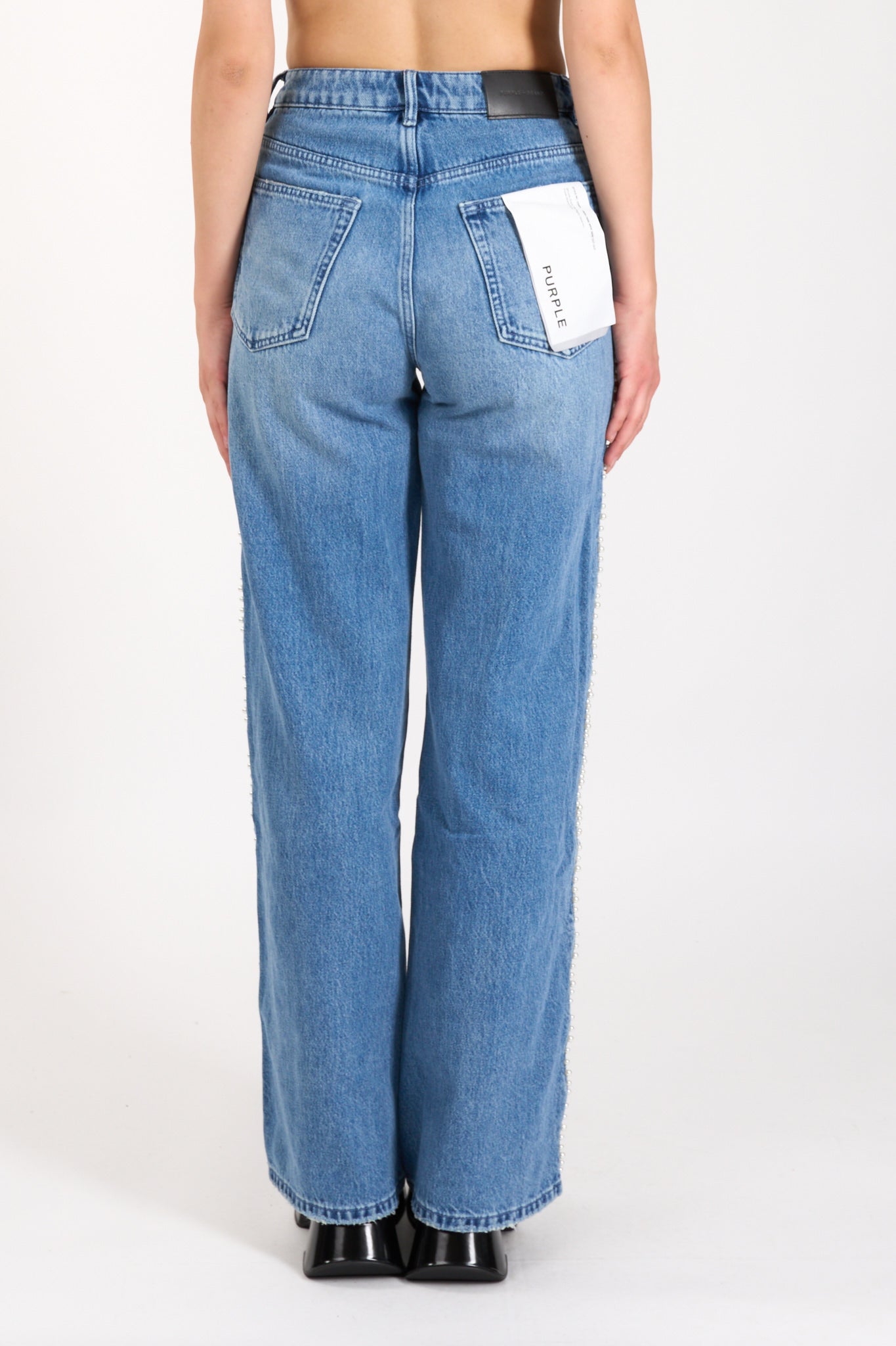 jeans a gamba larga wide side cut out