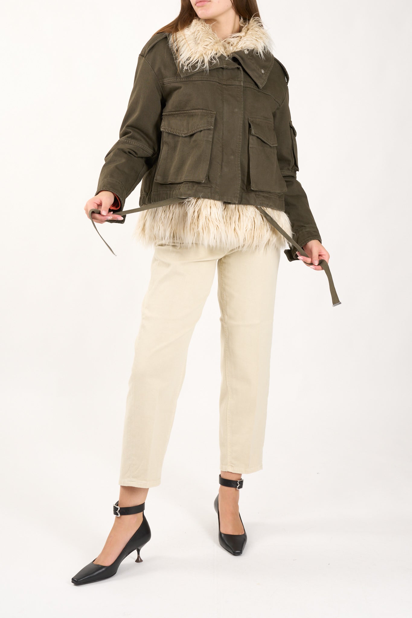 parka corto in twill di cotone