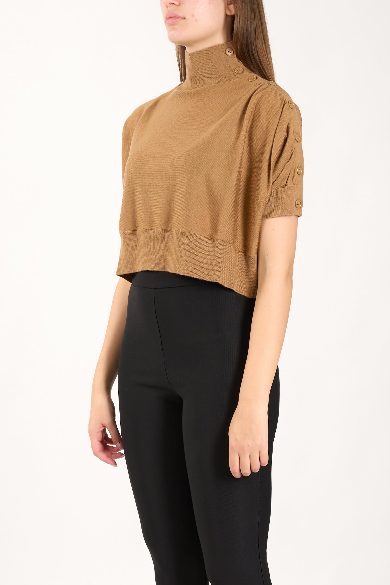 maglia cropped in lana modello beverino