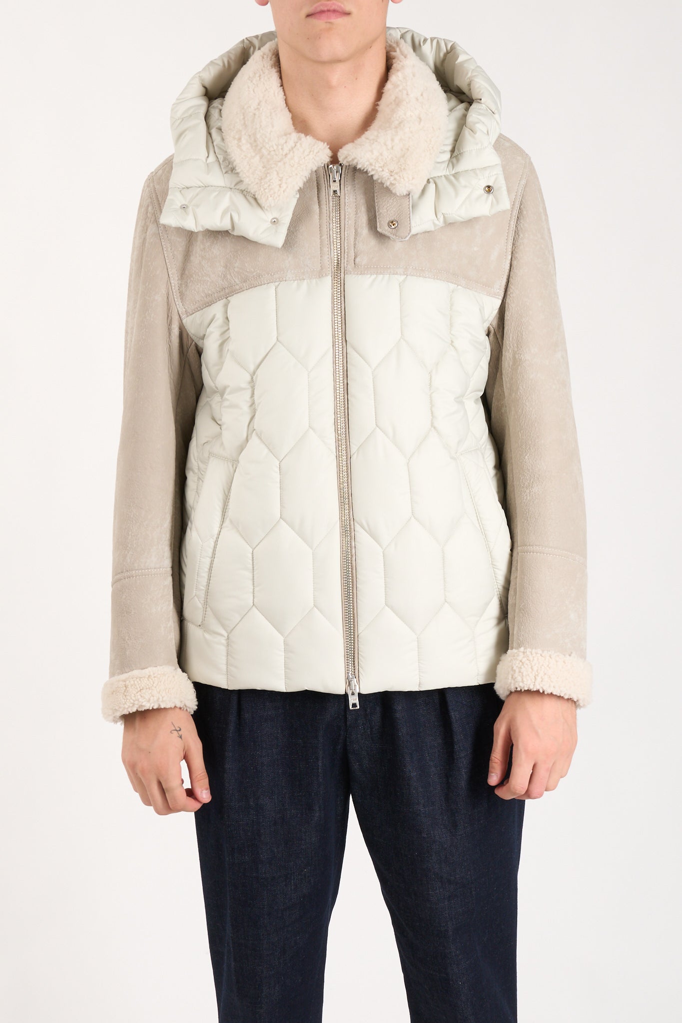 Piumino con interno in shearling