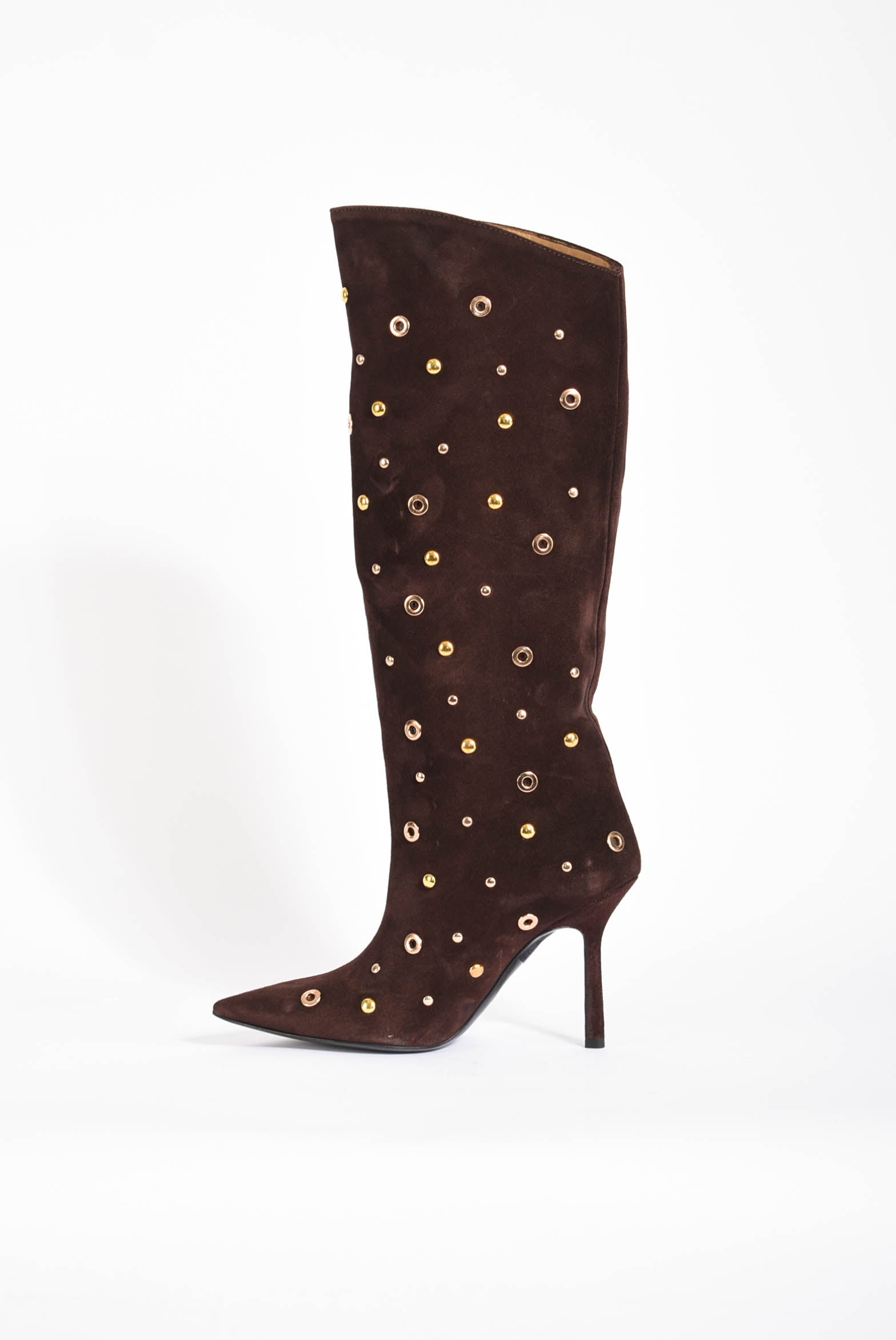 stivali in camoscio con borchie