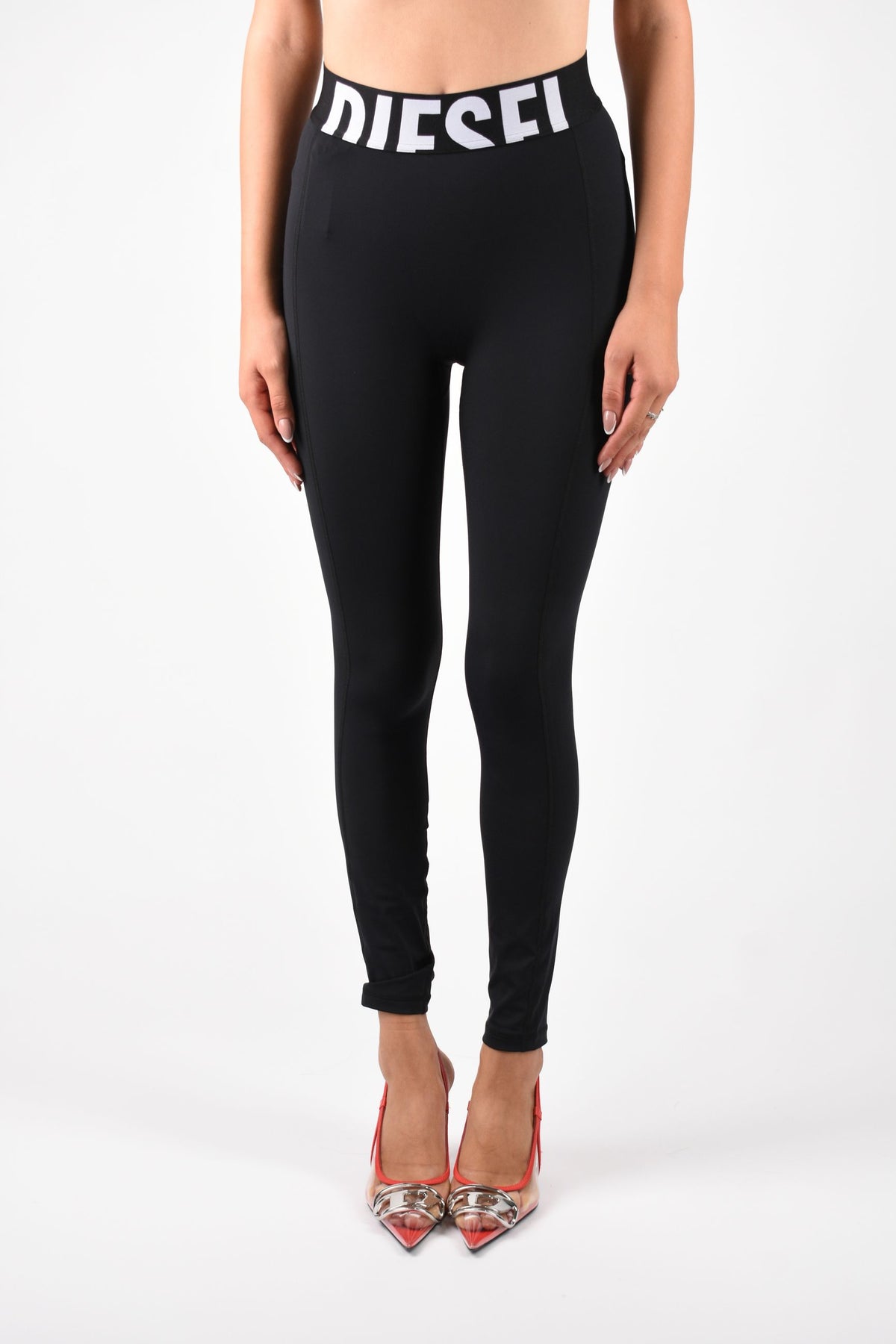 Leggings in microfibra con logo tagliato ADELINE D-POP A182790PLAR