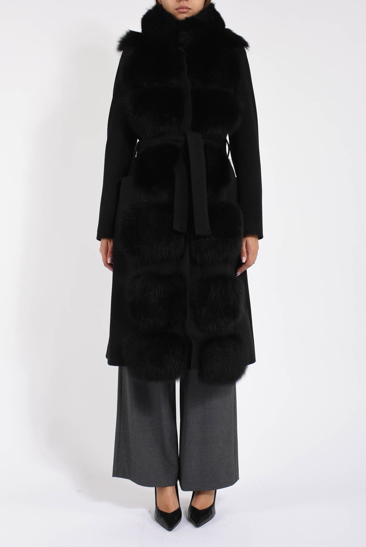 cappotto in lana e volpe