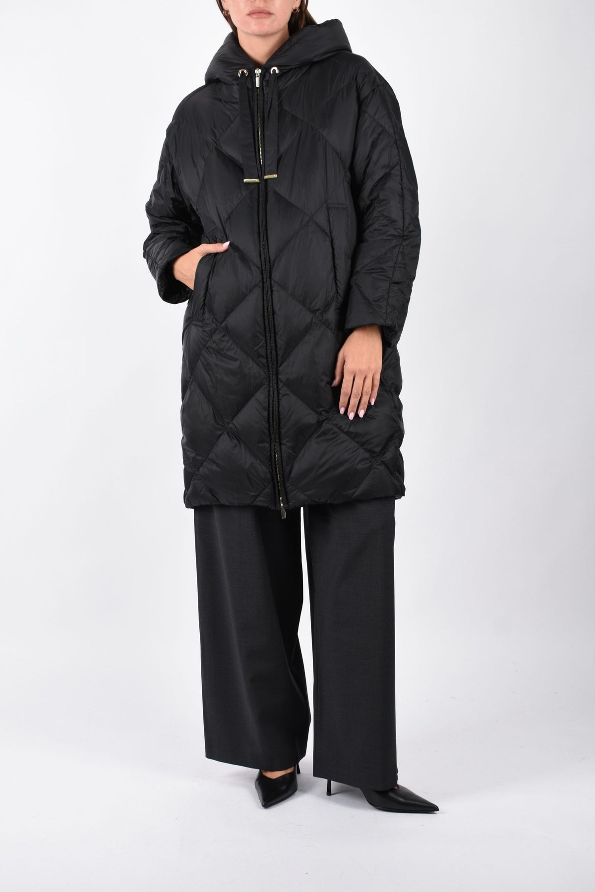 Piumino Imbottito midi con cappuccio in tela antigoccia MTCTREFE 2629496085600