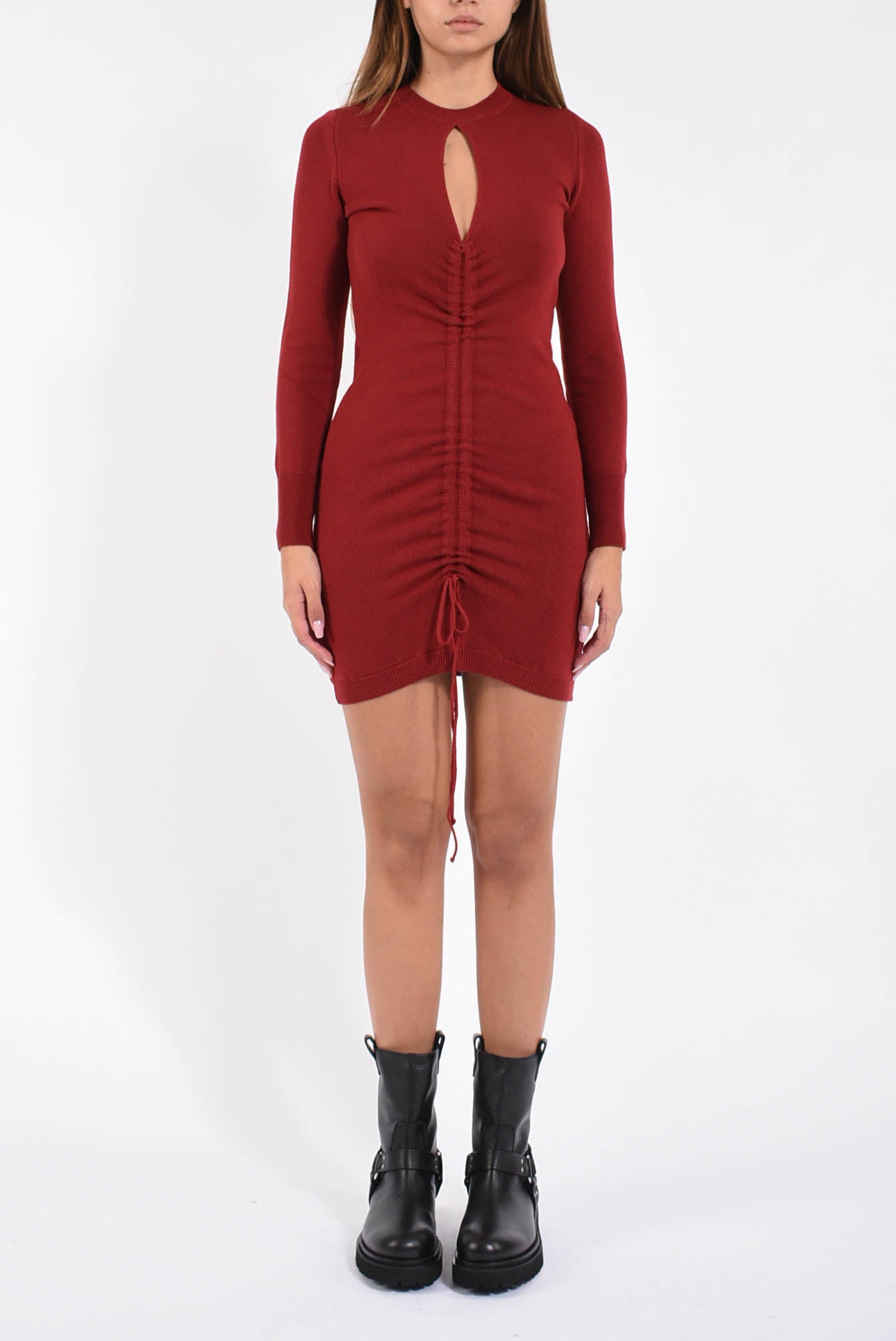 Abito corto con coulisse frontale