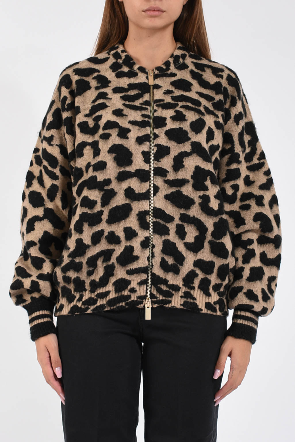 bomber in lana animalier
