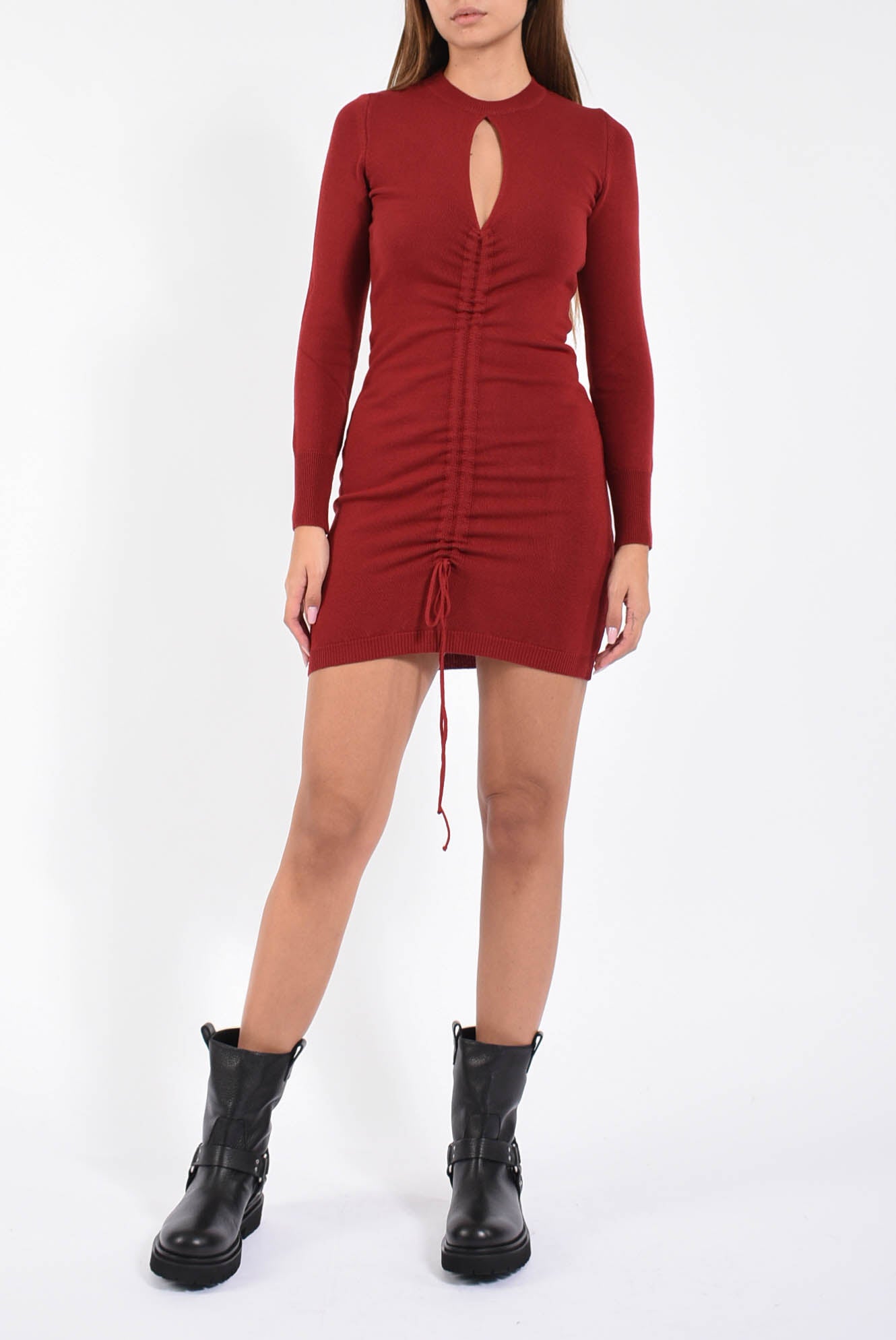 Abito corto con coulisse frontale