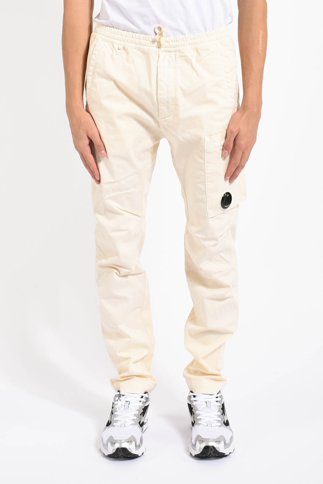 Pantaloni cargo in satin strech