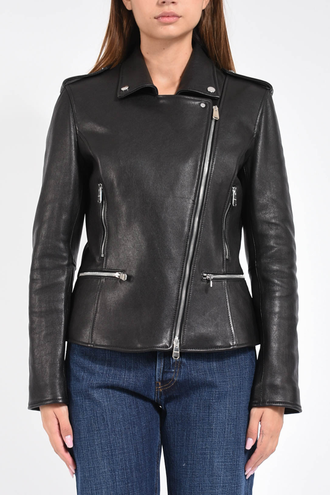 Chiodo slim in nappa