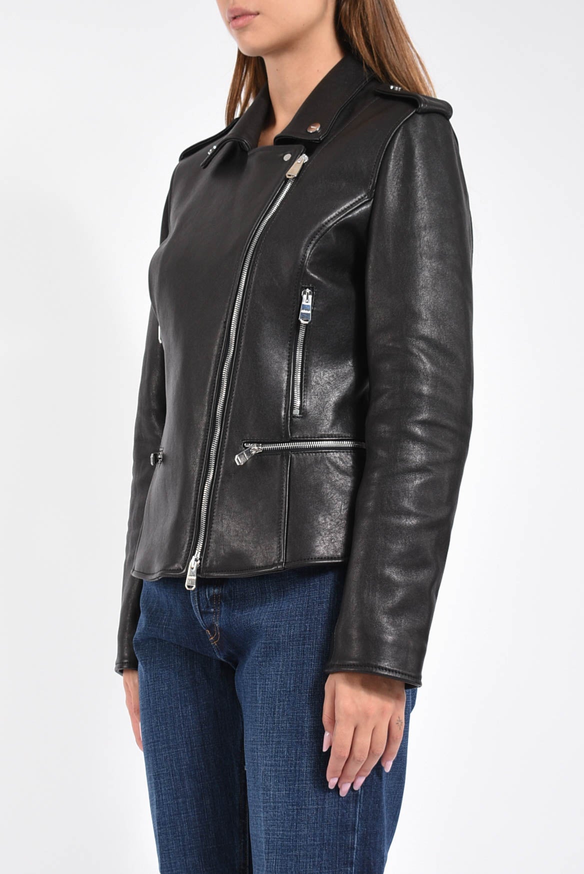 Chiodo slim in nappa