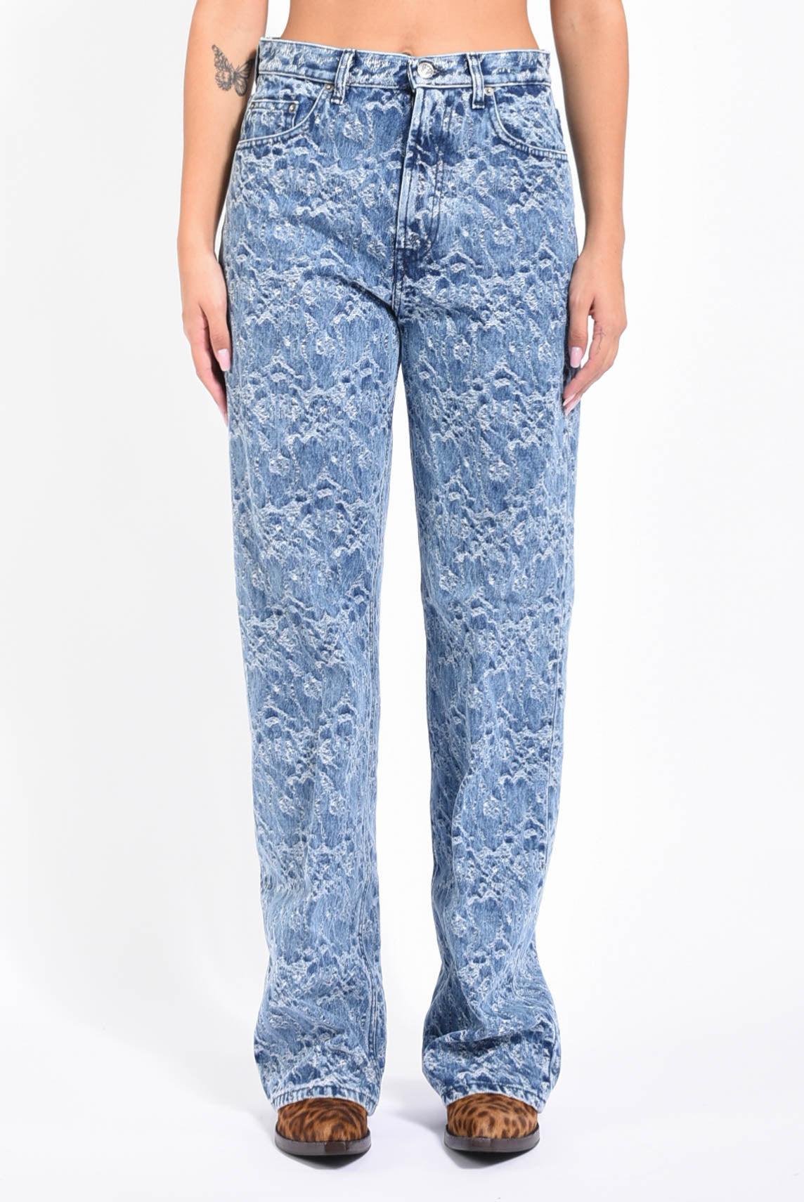 Jeans Francine wide leg in denim jaquard