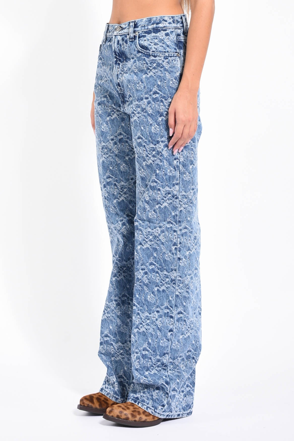 Jeans Francine wide leg in denim jaquard