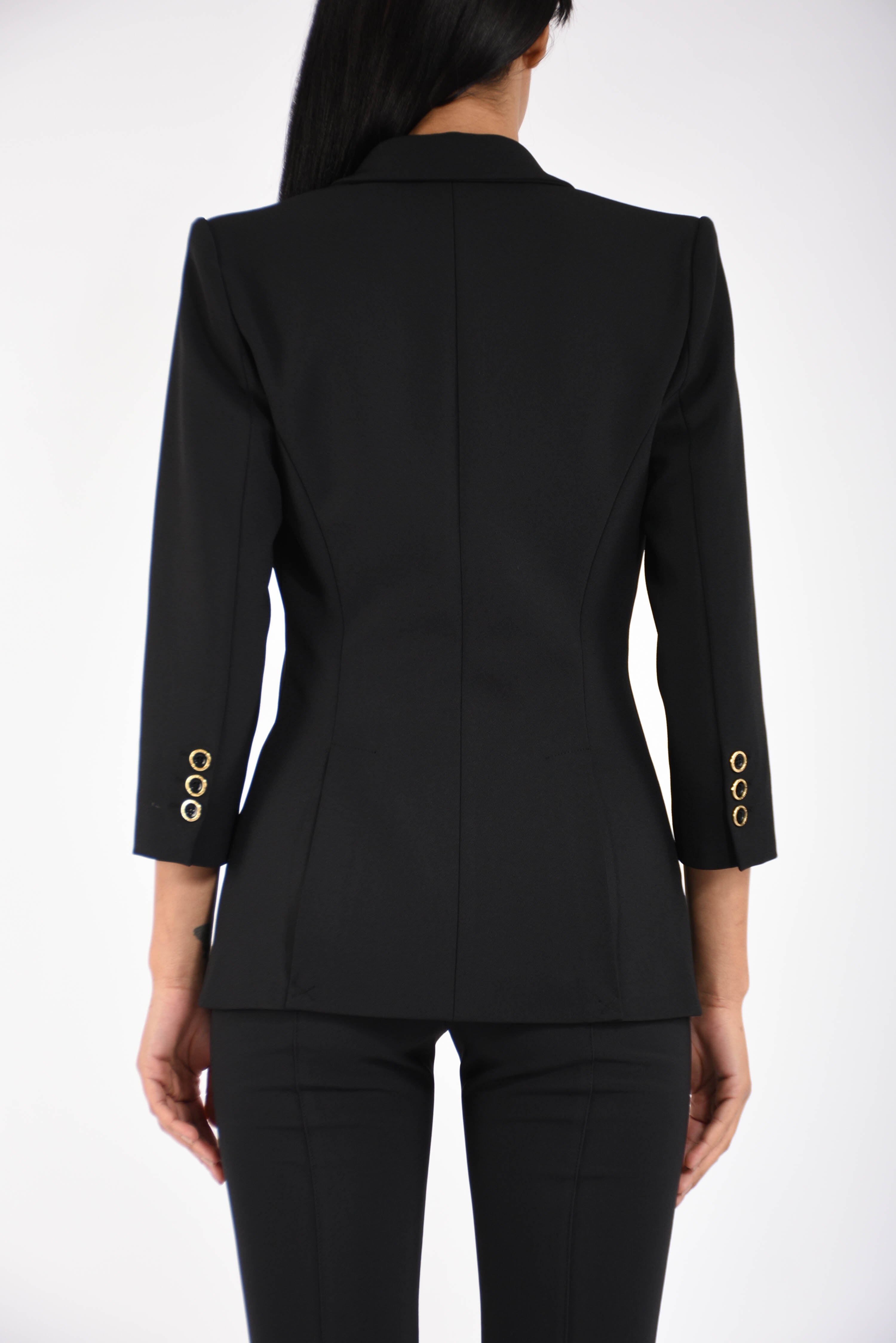 Giacca in doppio crêpe stretch con dettagli logo