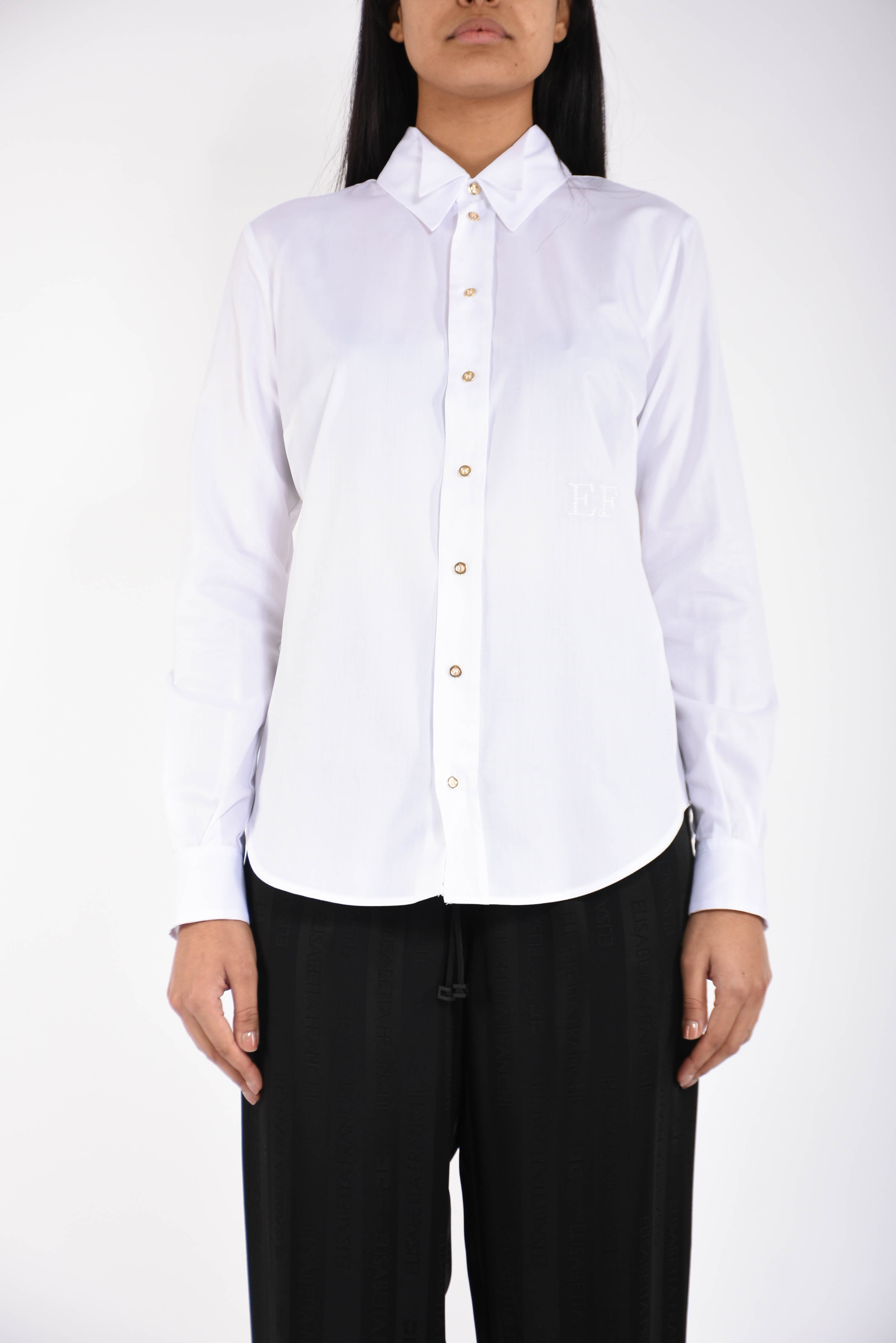 Camicia in cotone con doppio colletto e ricamo