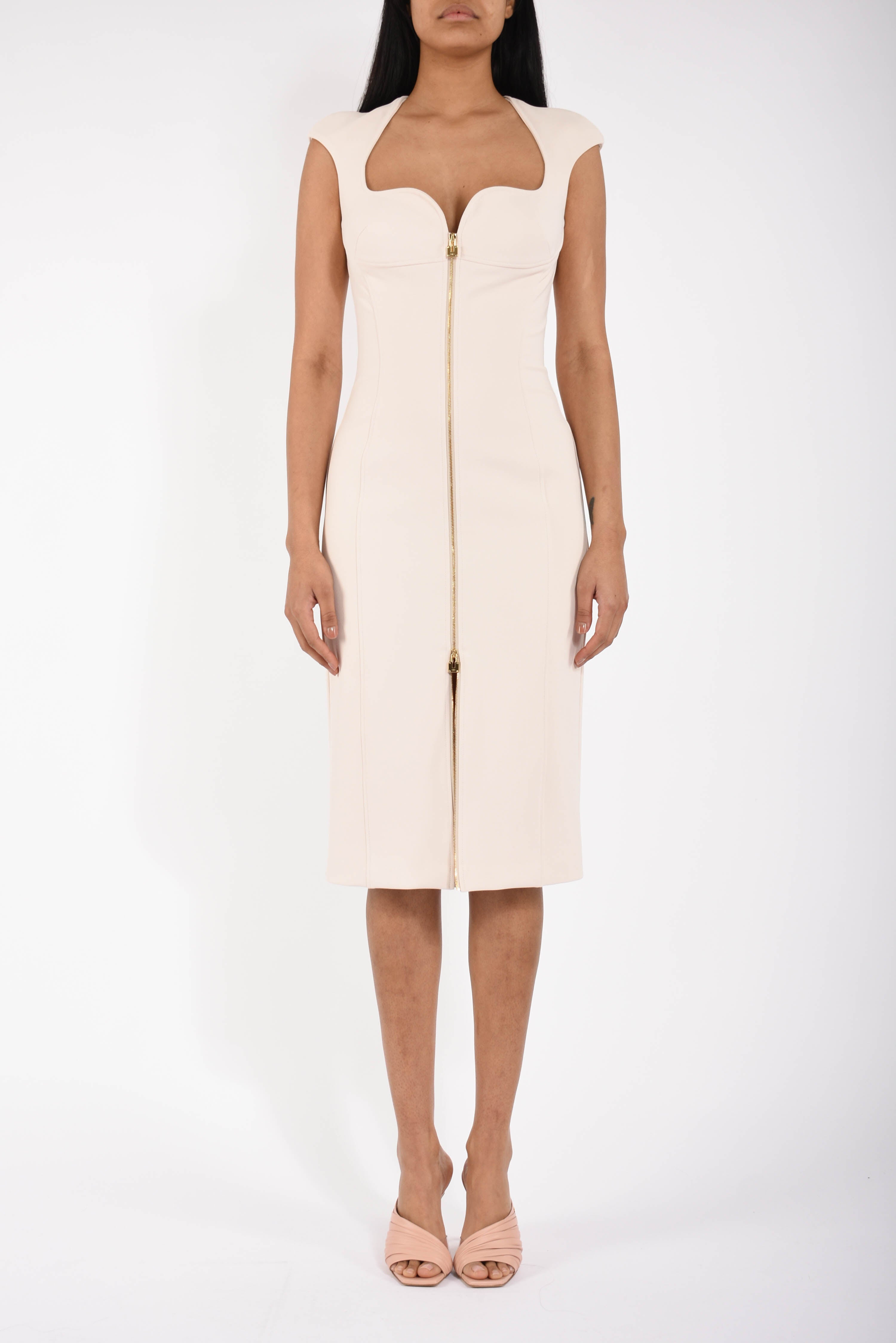 Abito midi in doppio crêpe stretch