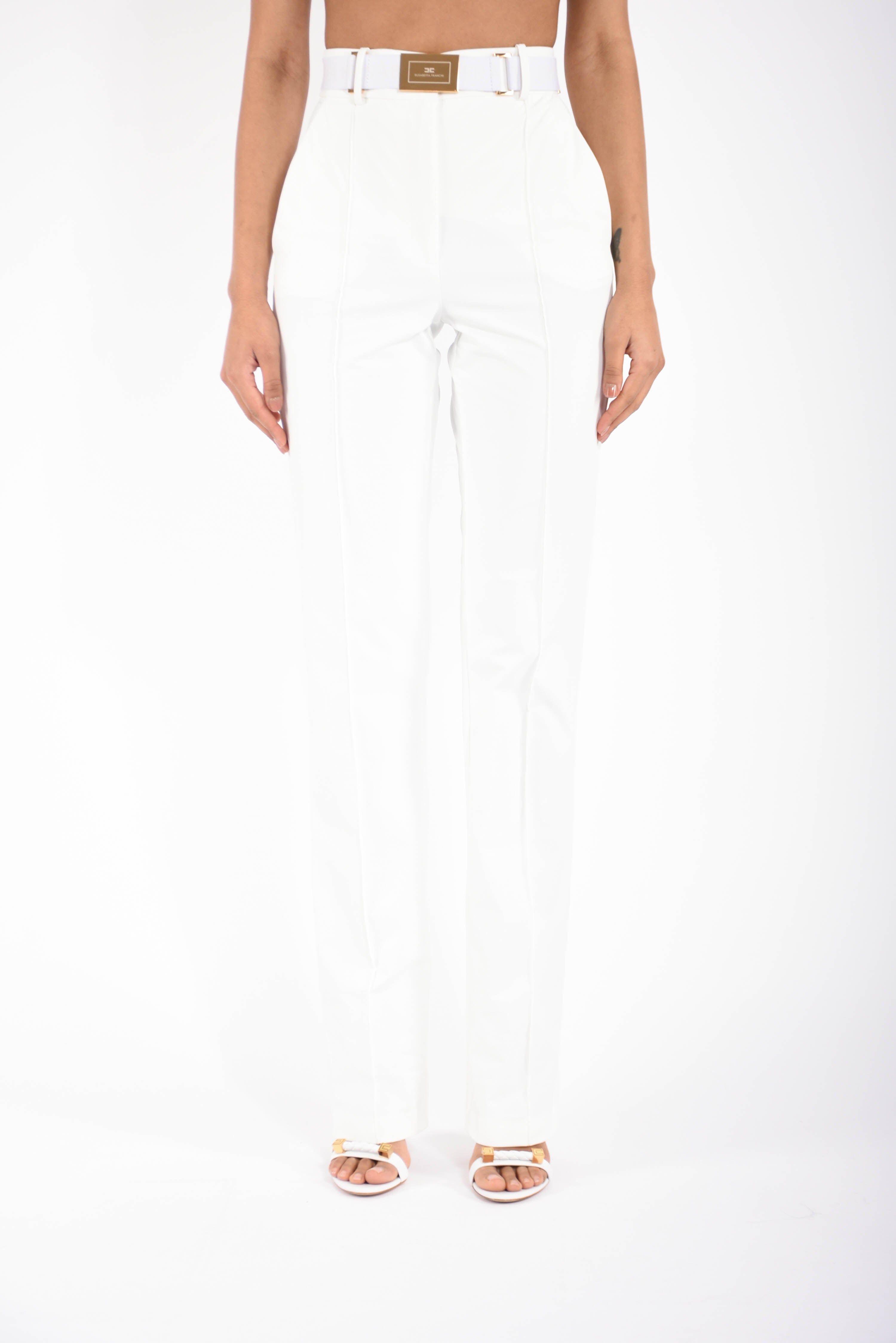 Pantaloni in tessuto tecnico bielastico con cintura