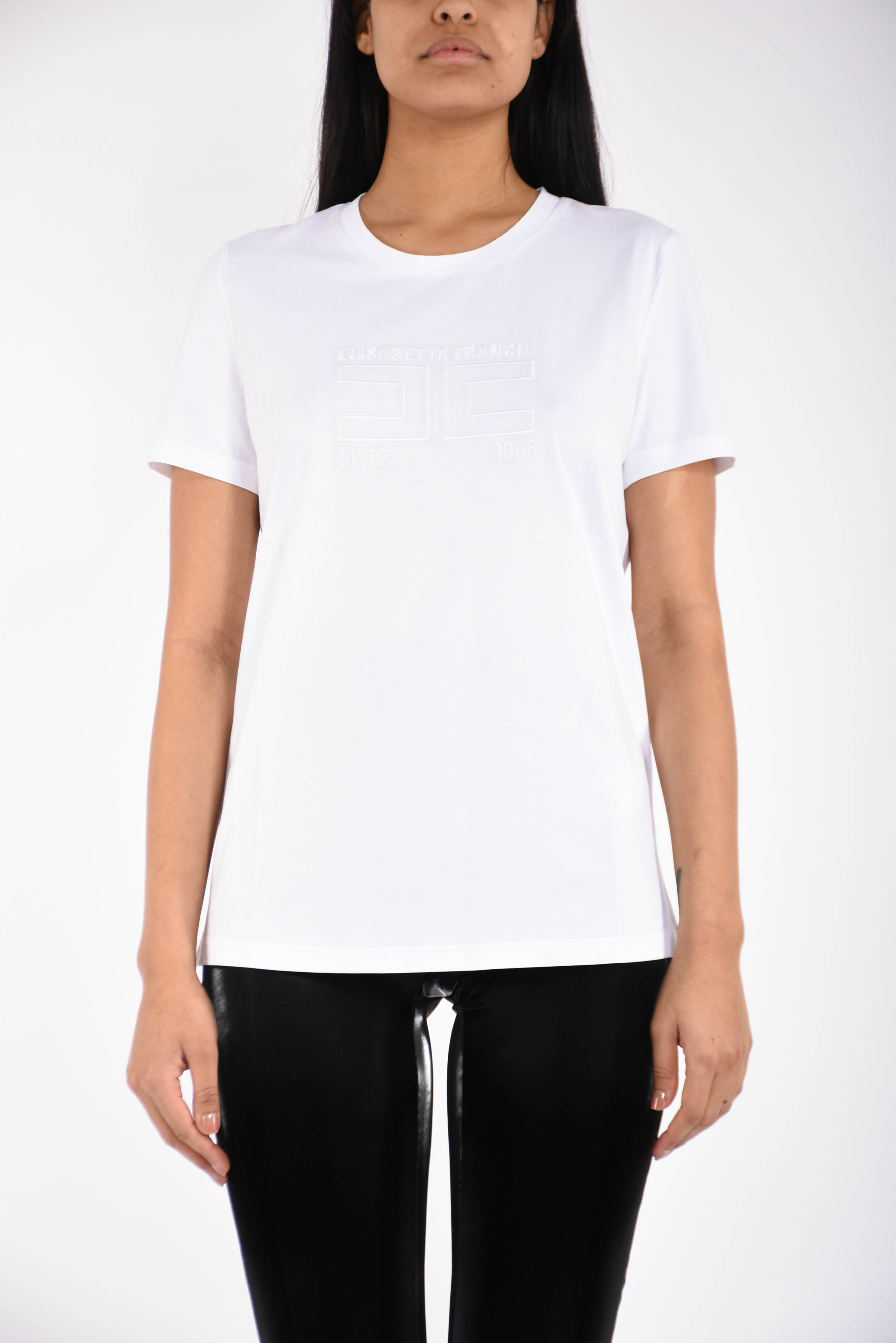 T-shirt in jersey con logo ricamato