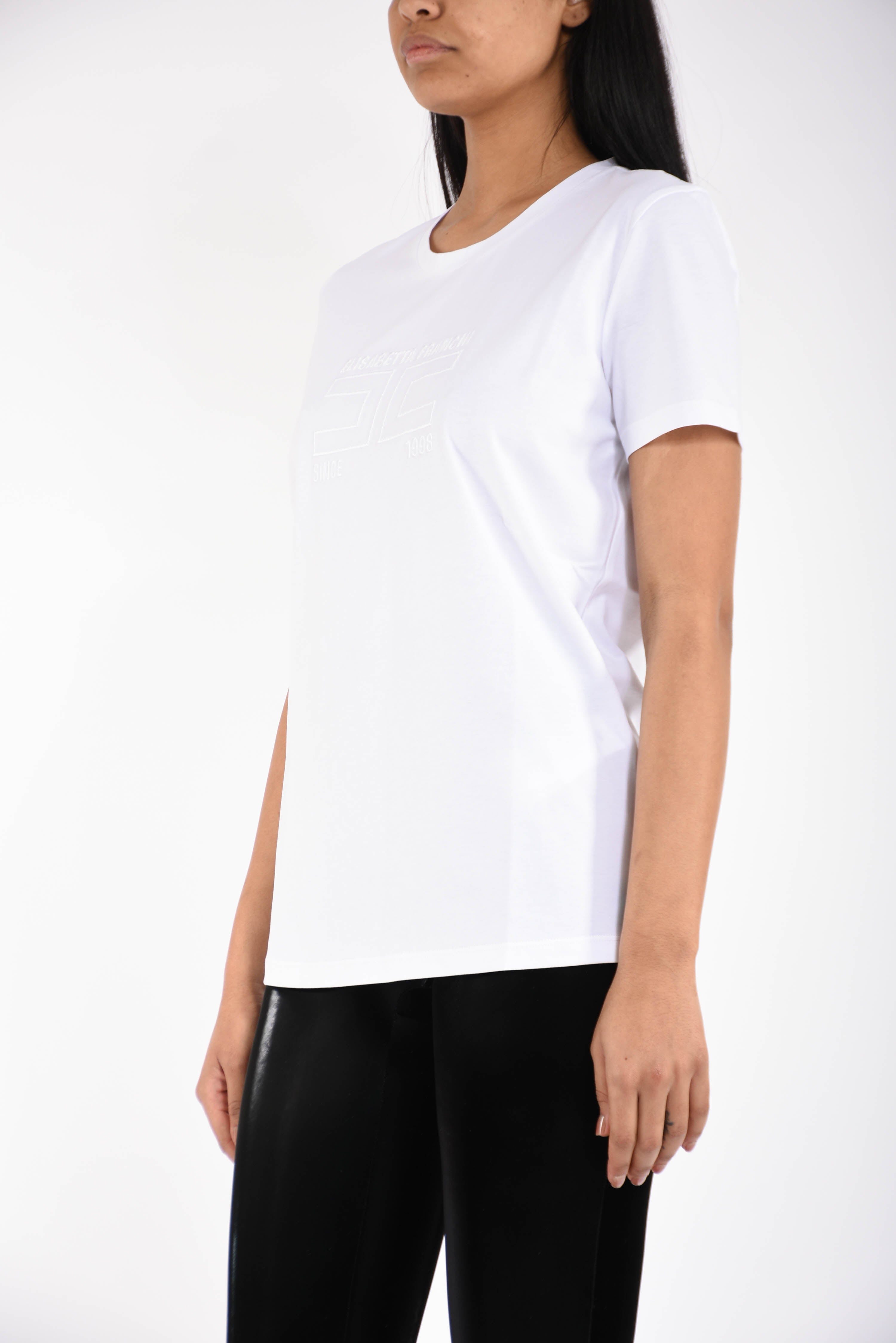 T-shirt in jersey con logo ricamato