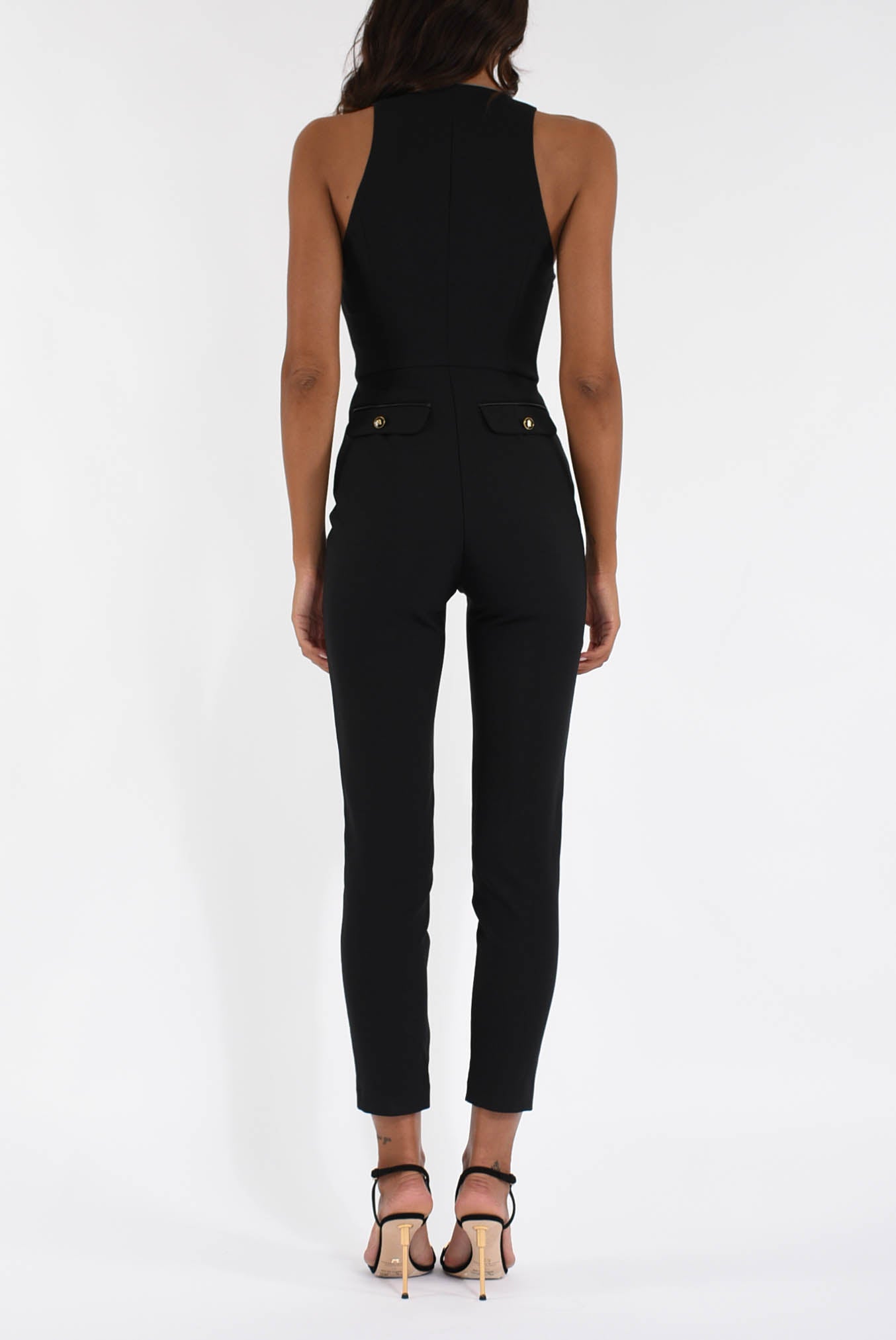 Tuta in doppio crêpe con dettagli zip