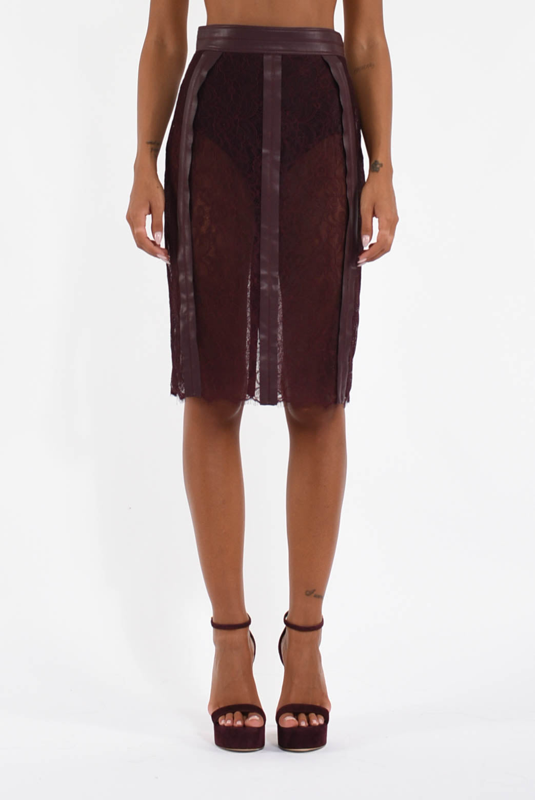 Gonna midi in pizzo floreale