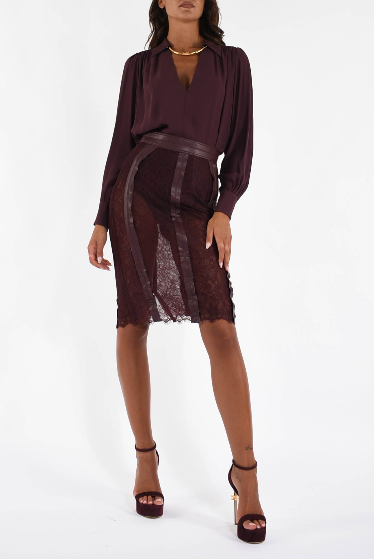 Camicia in georgette con dettaglio gioiello