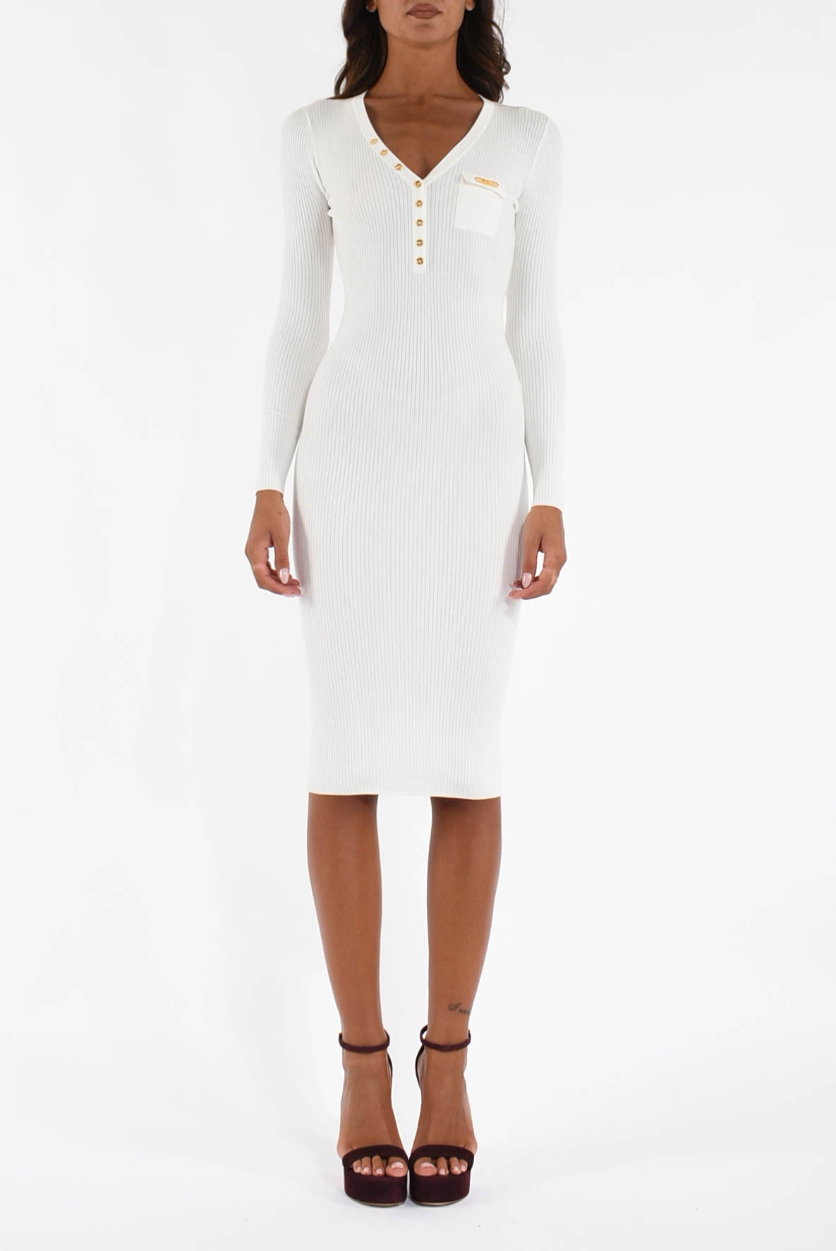 Abito midi in maglia a costine