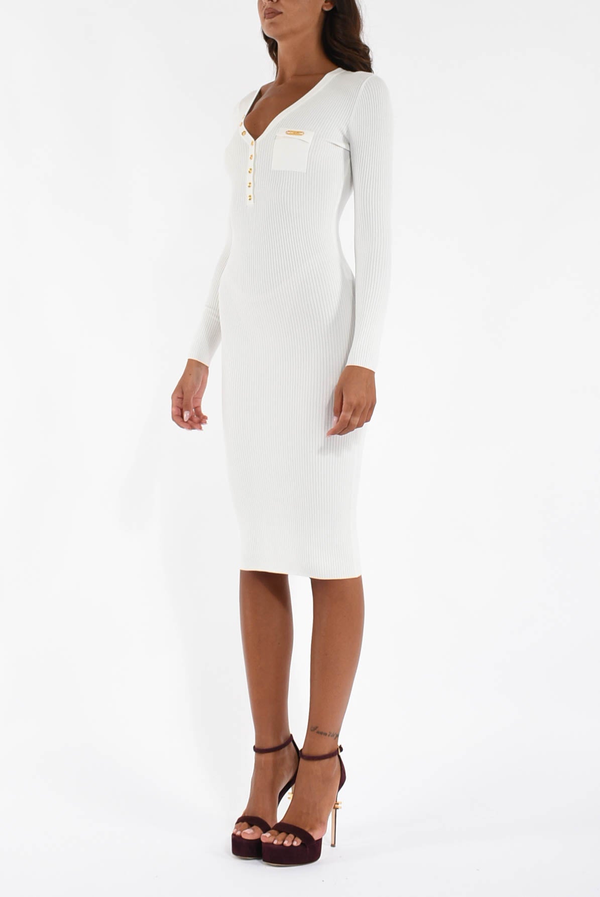 Abito midi in maglia a costine