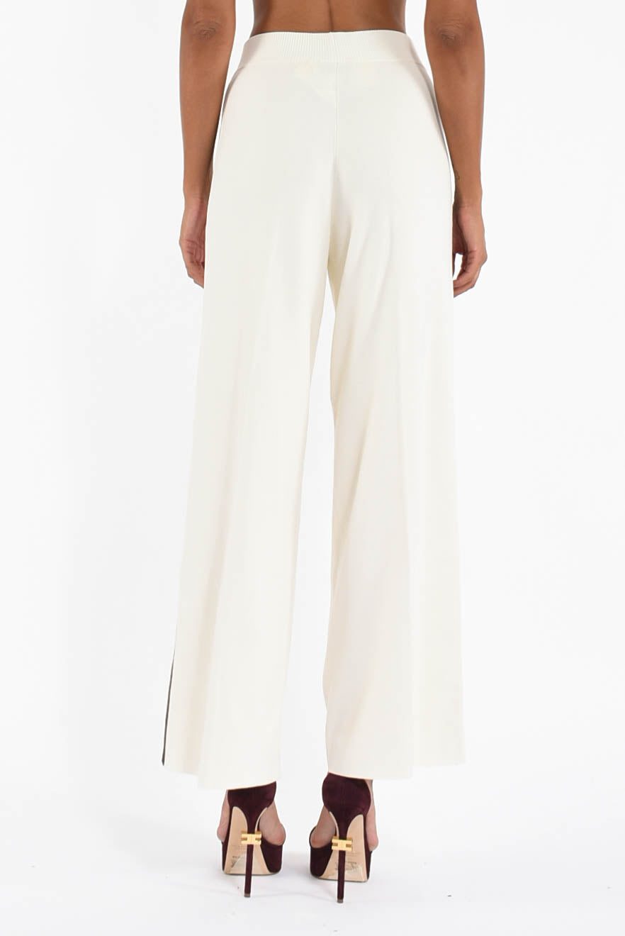 Pantaloni in viscosa con bande lucide