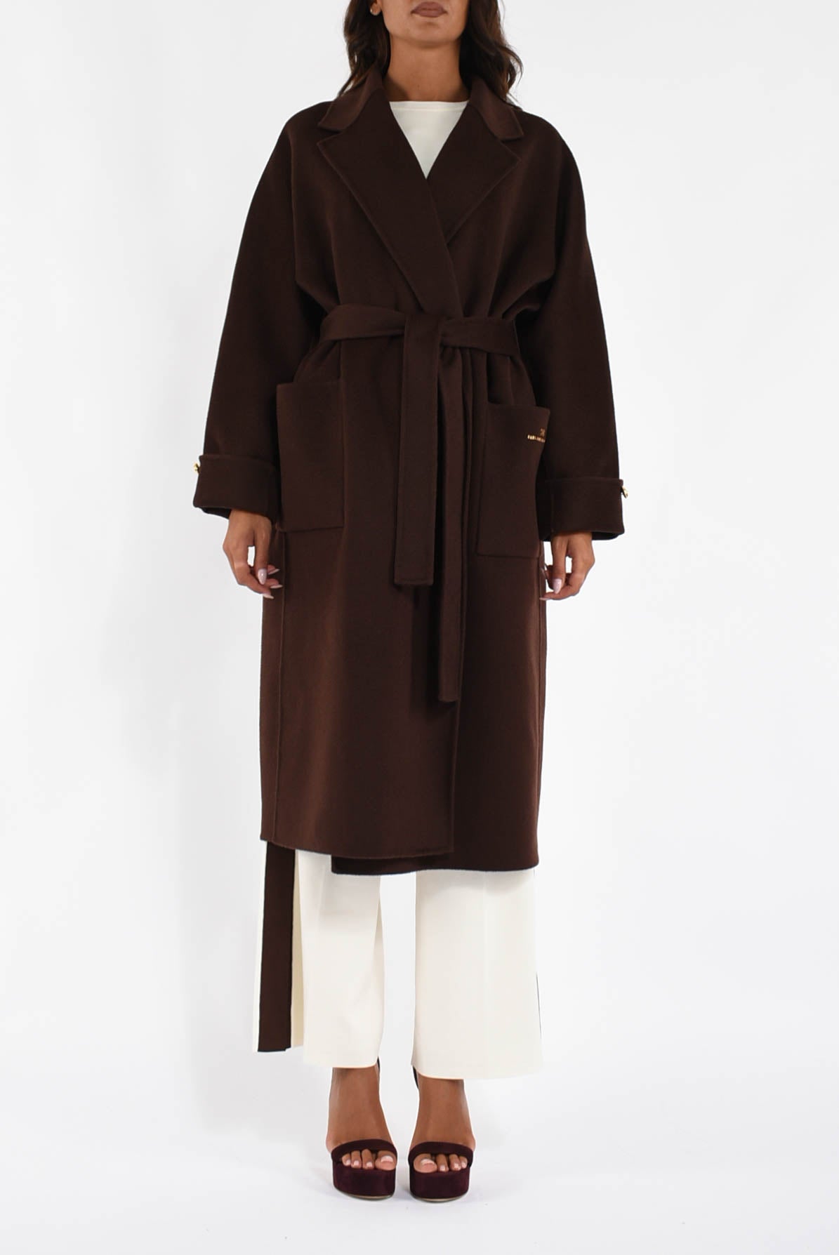 Cappotto in panno di misto lana double