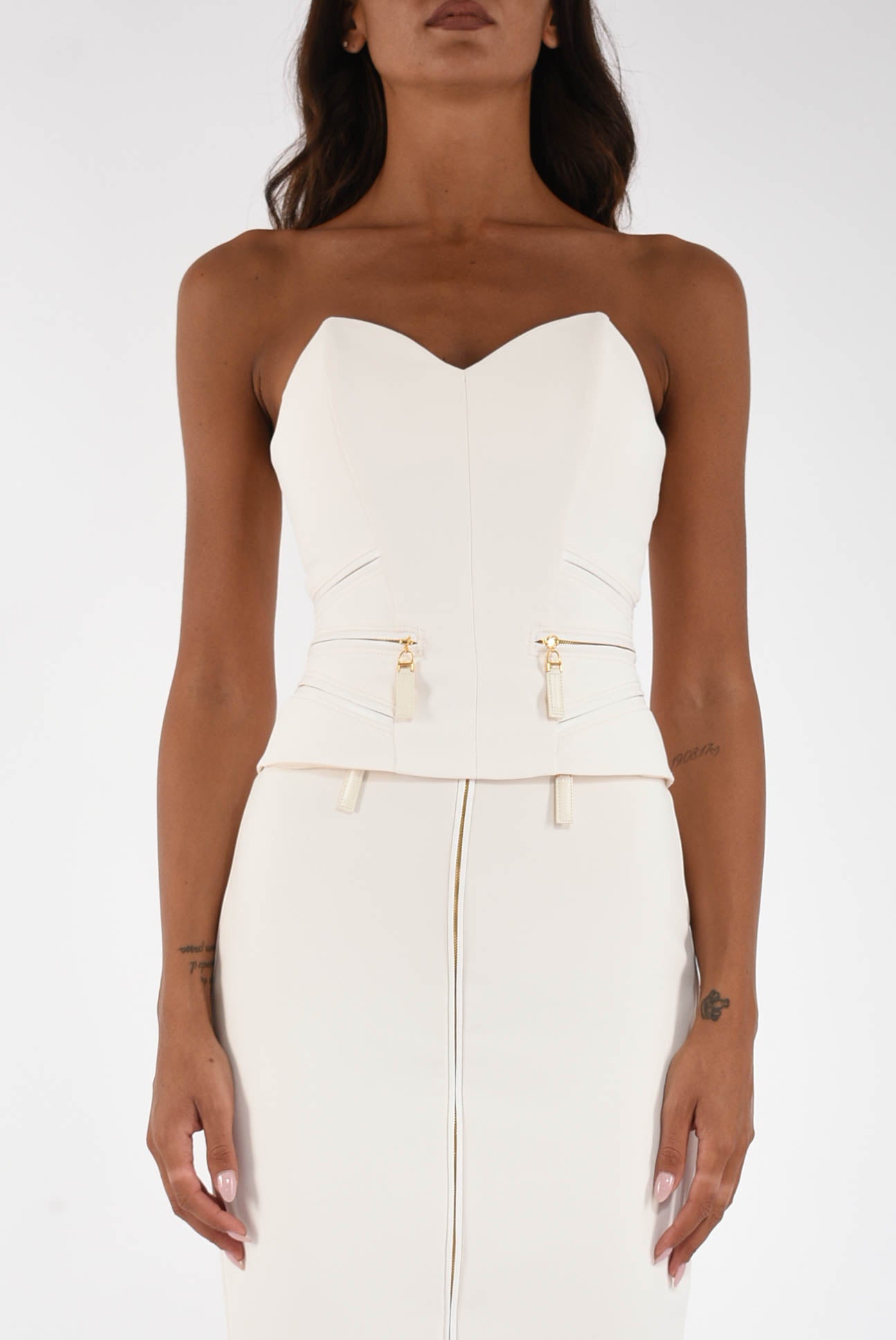 Top in crêpe con dettagli zip