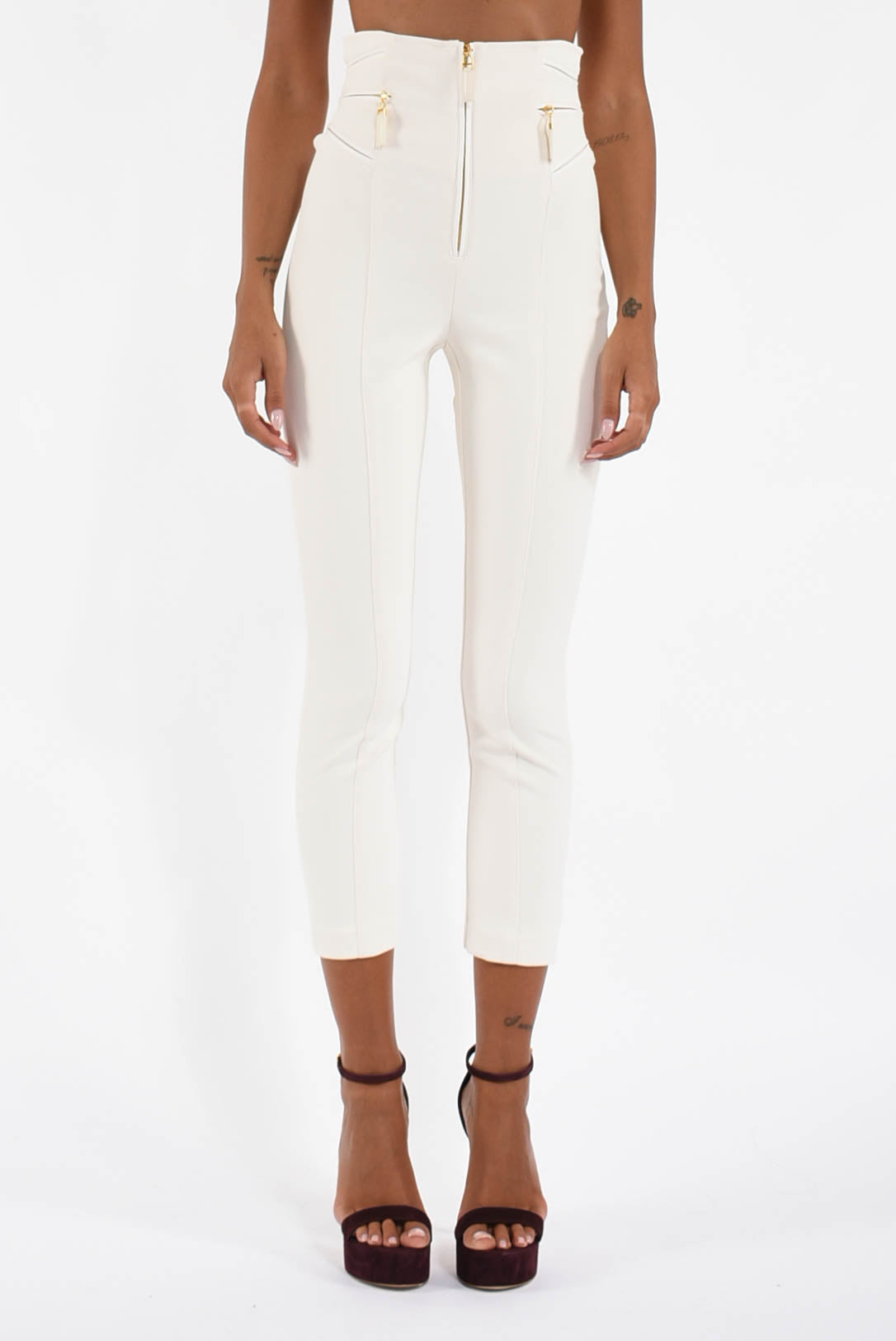 Pantaloni in crêpe con dettagli zip