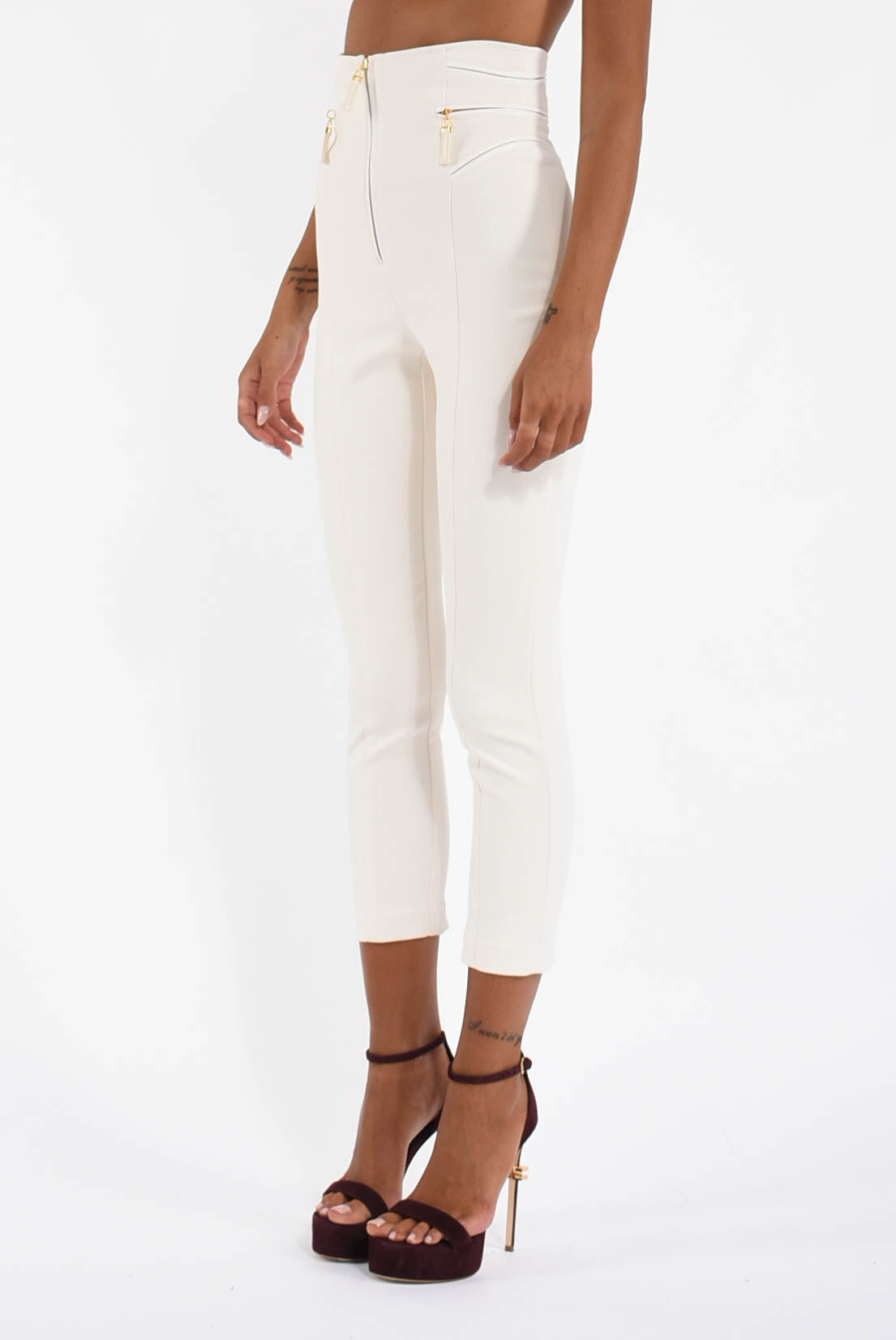 Pantaloni in crêpe con dettagli zip