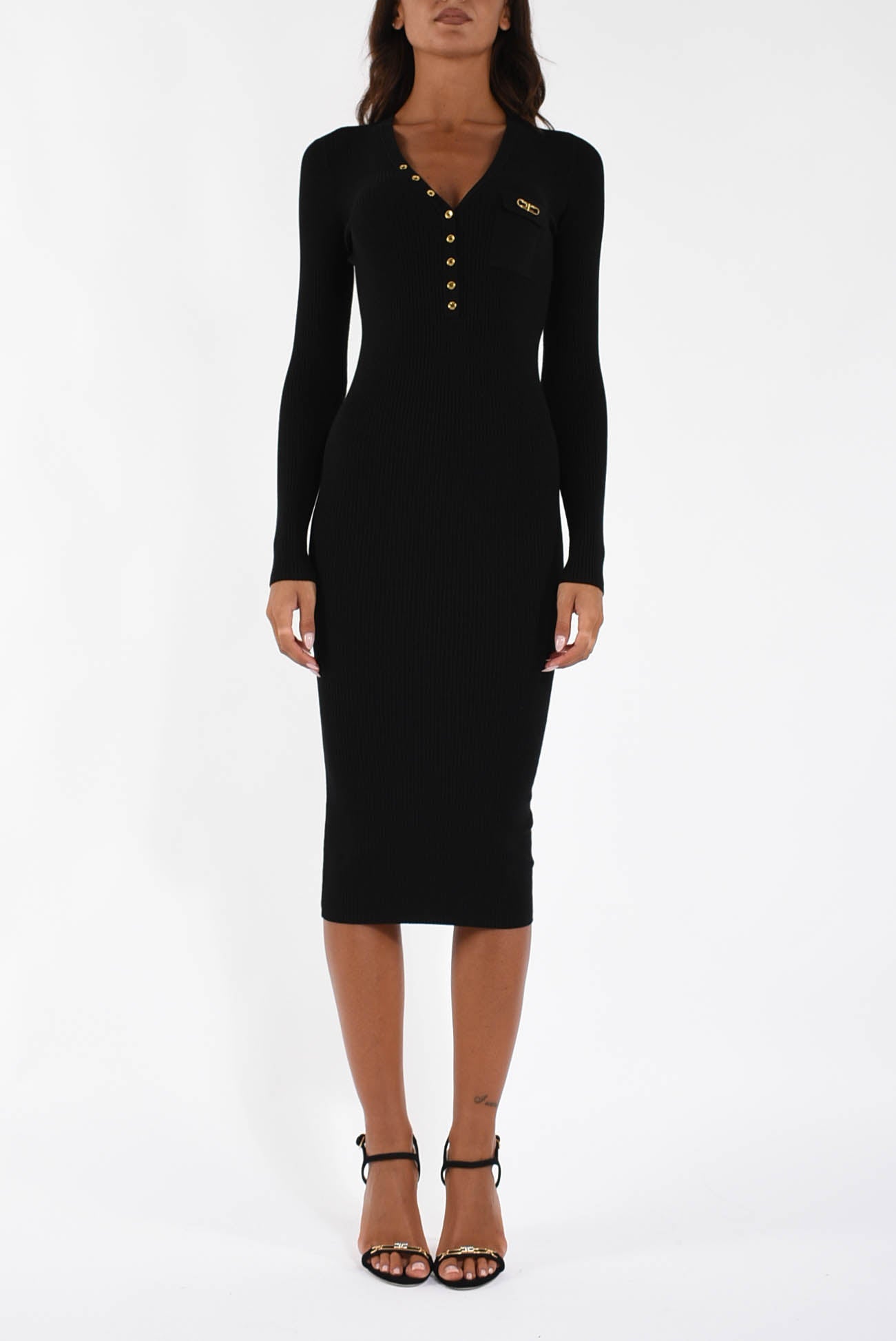 Abito midi in maglia a costine