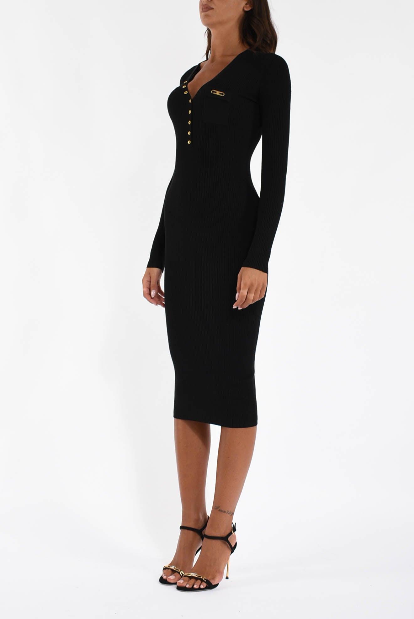 Abito midi in maglia a costine