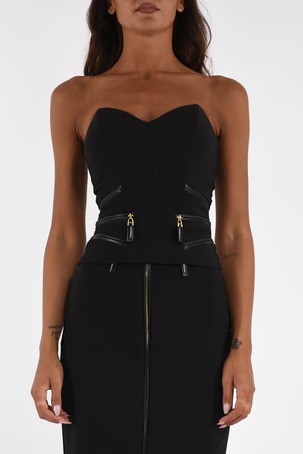 Top in crêpe con dettagli zip