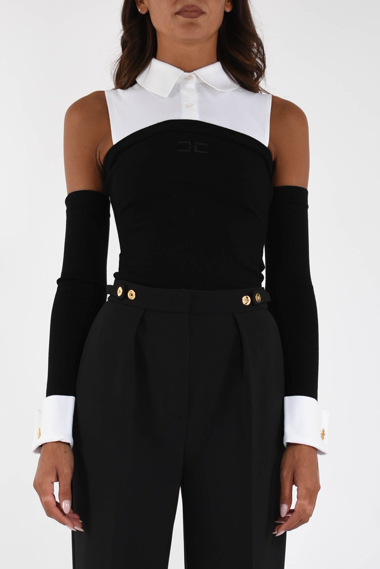 Body in maglia e popeline di cotone