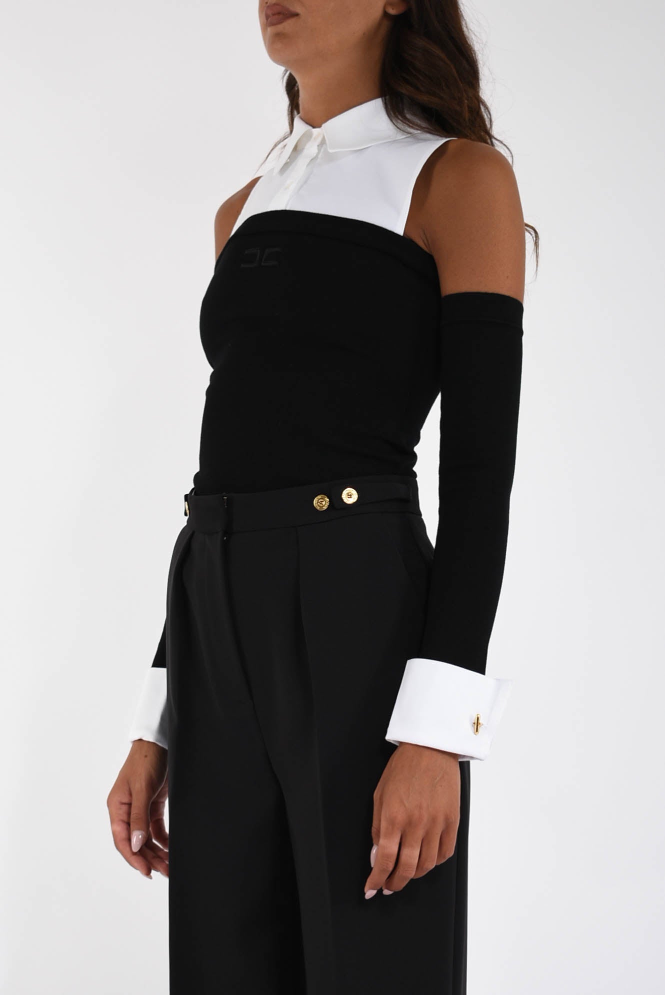 Body in maglia e popeline di cotone