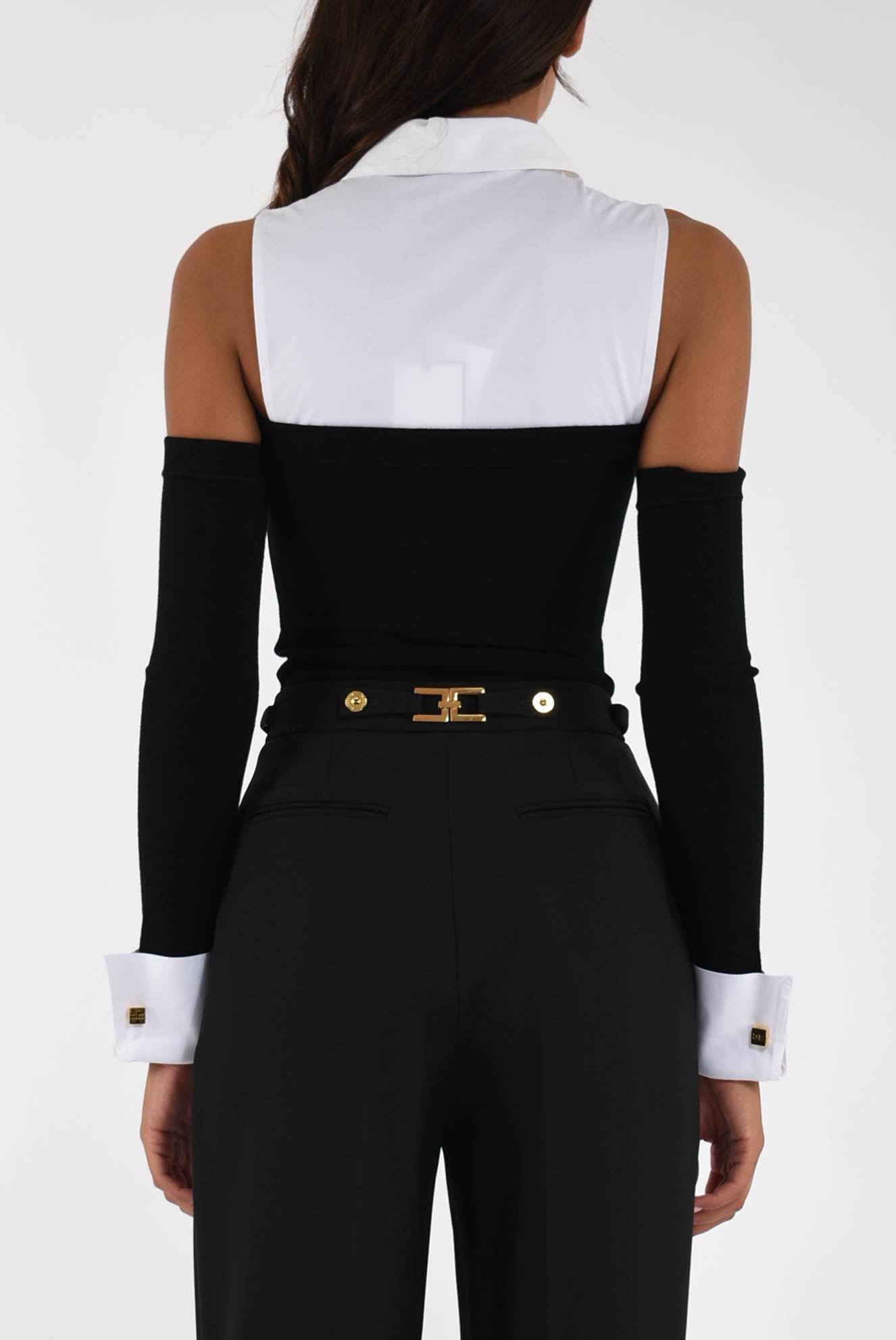 Body in maglia e popeline di cotone