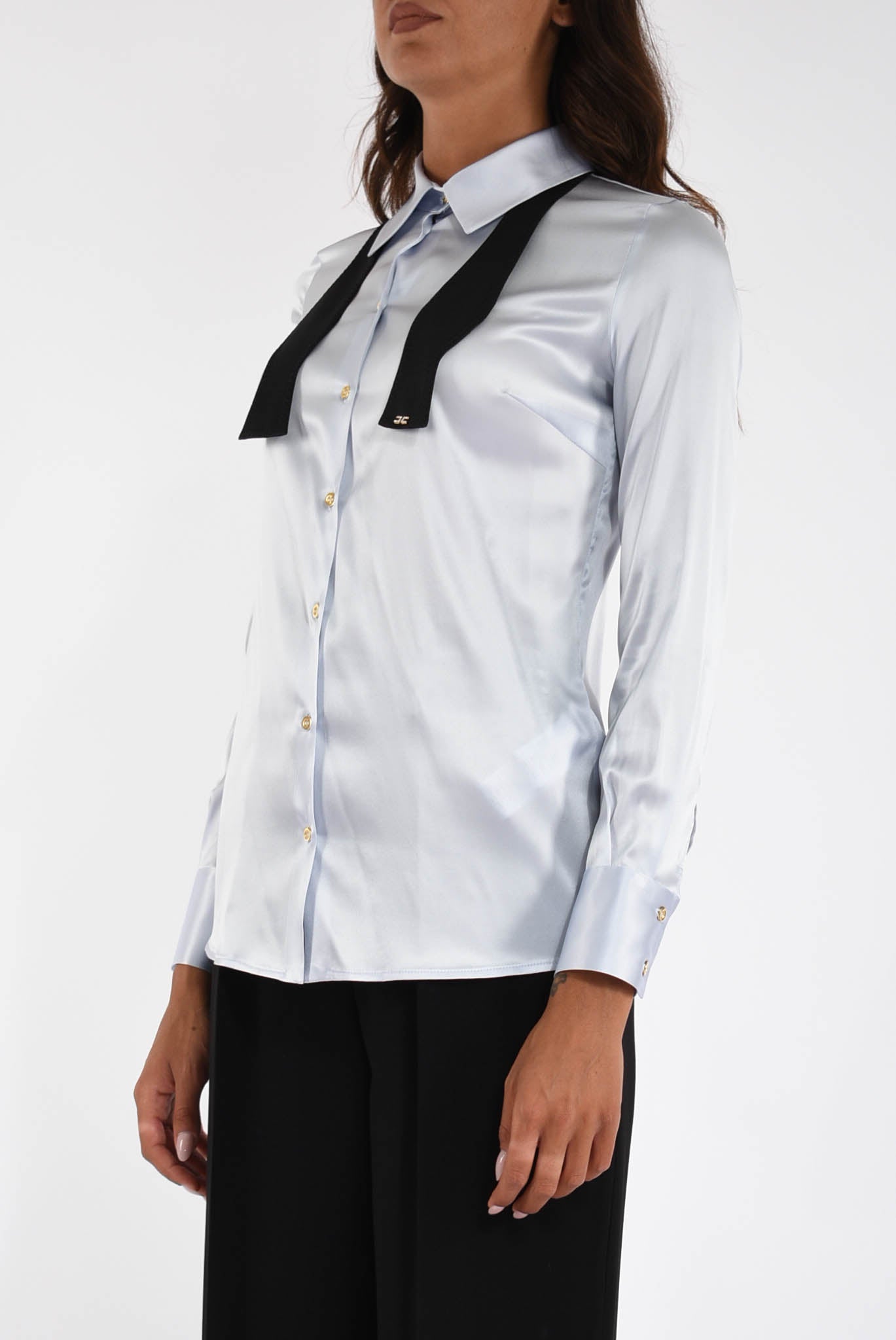 Camicia in raso di seta con papillon