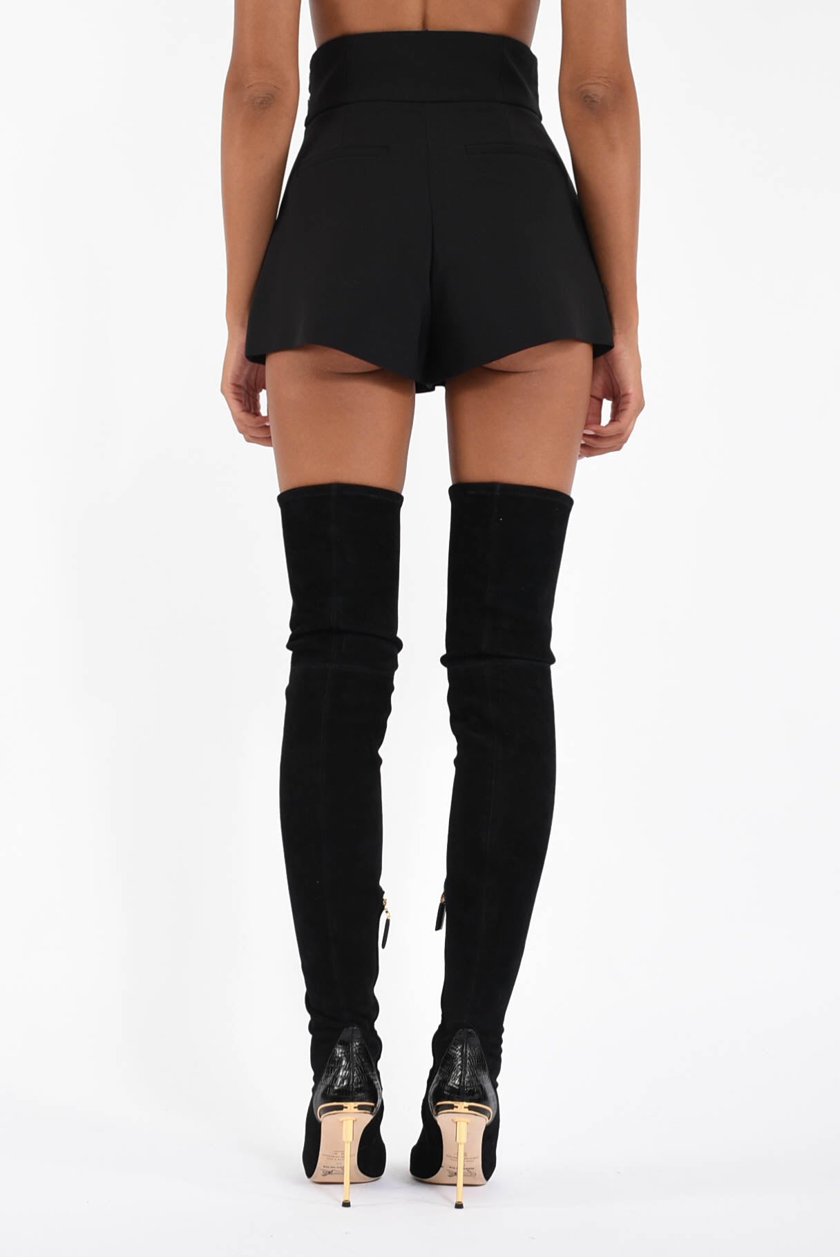 Shorts in crêpe leggero con fascia craquelé