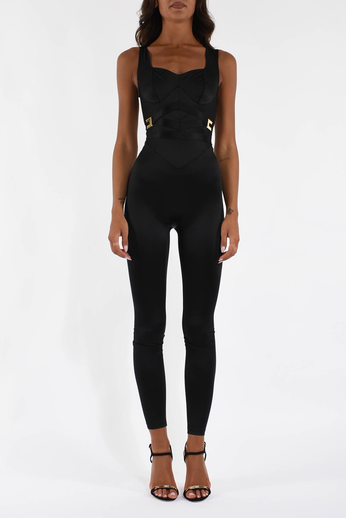 Tuta in lycra con logo gioiello