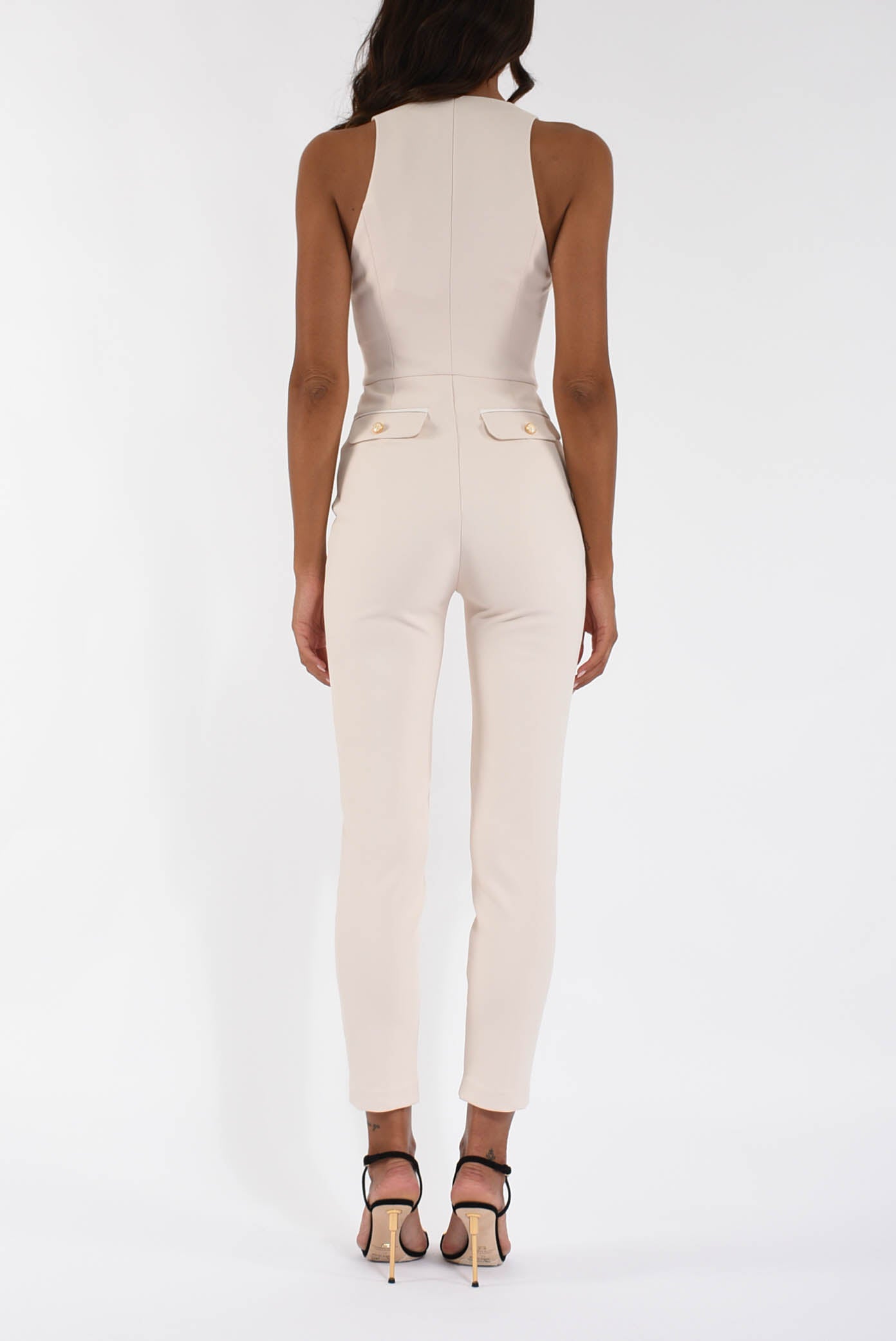 Tuta in doppio crêpe con dettagli zip