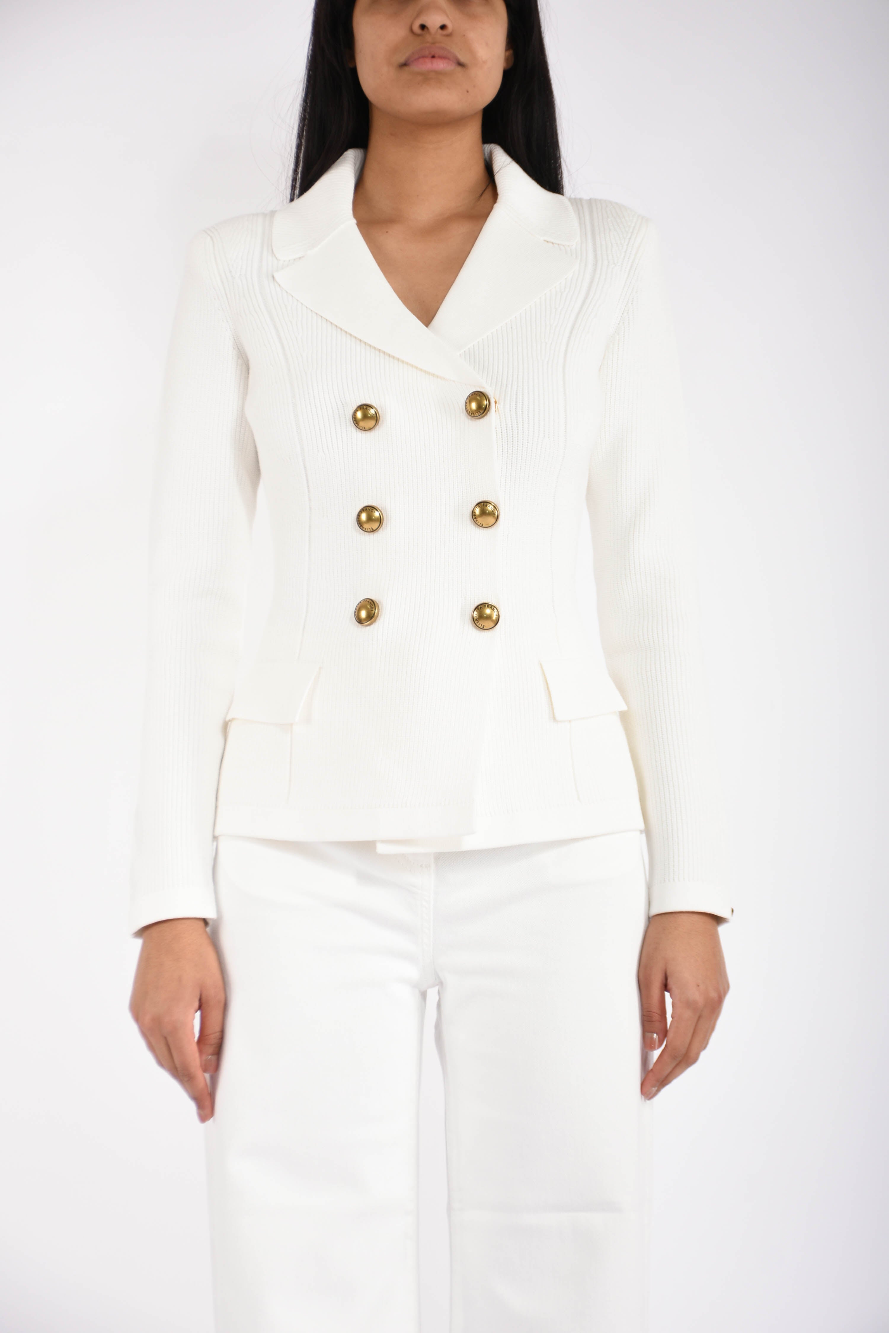 Giacca in maglia con bottoni gioiello
