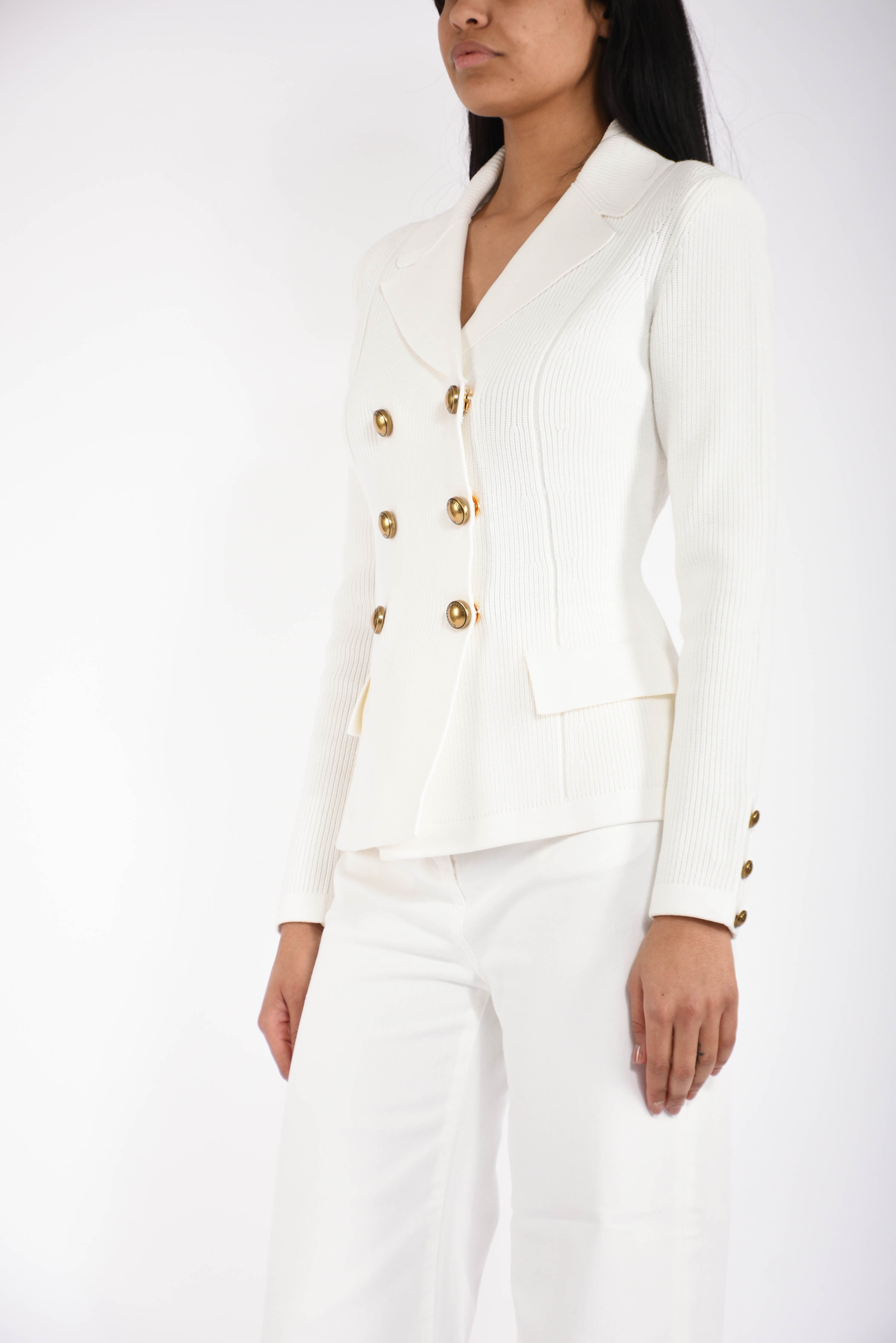 Giacca in maglia con bottoni gioiello